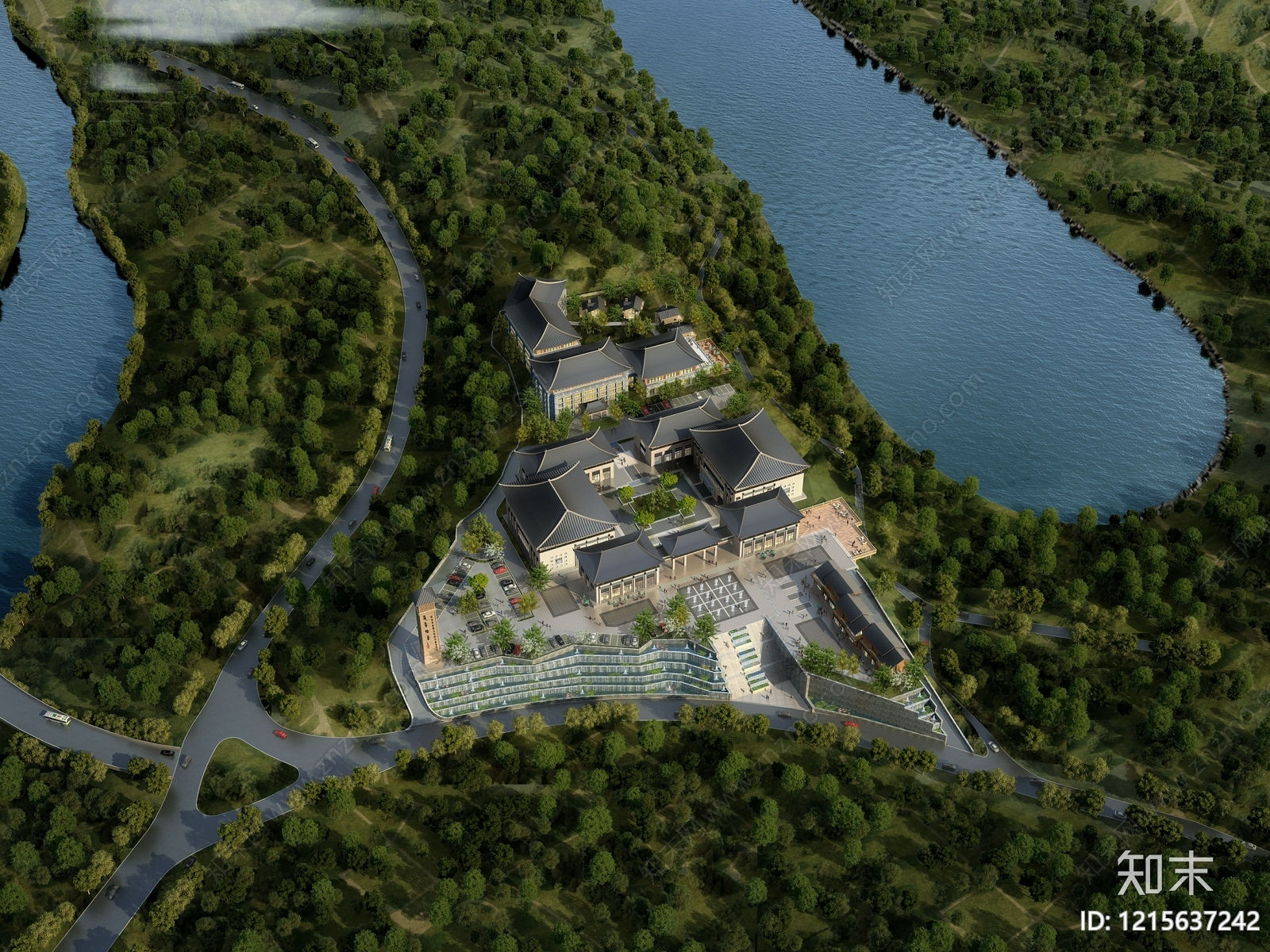 新中式古建3D模型下载【ID:1215637242】