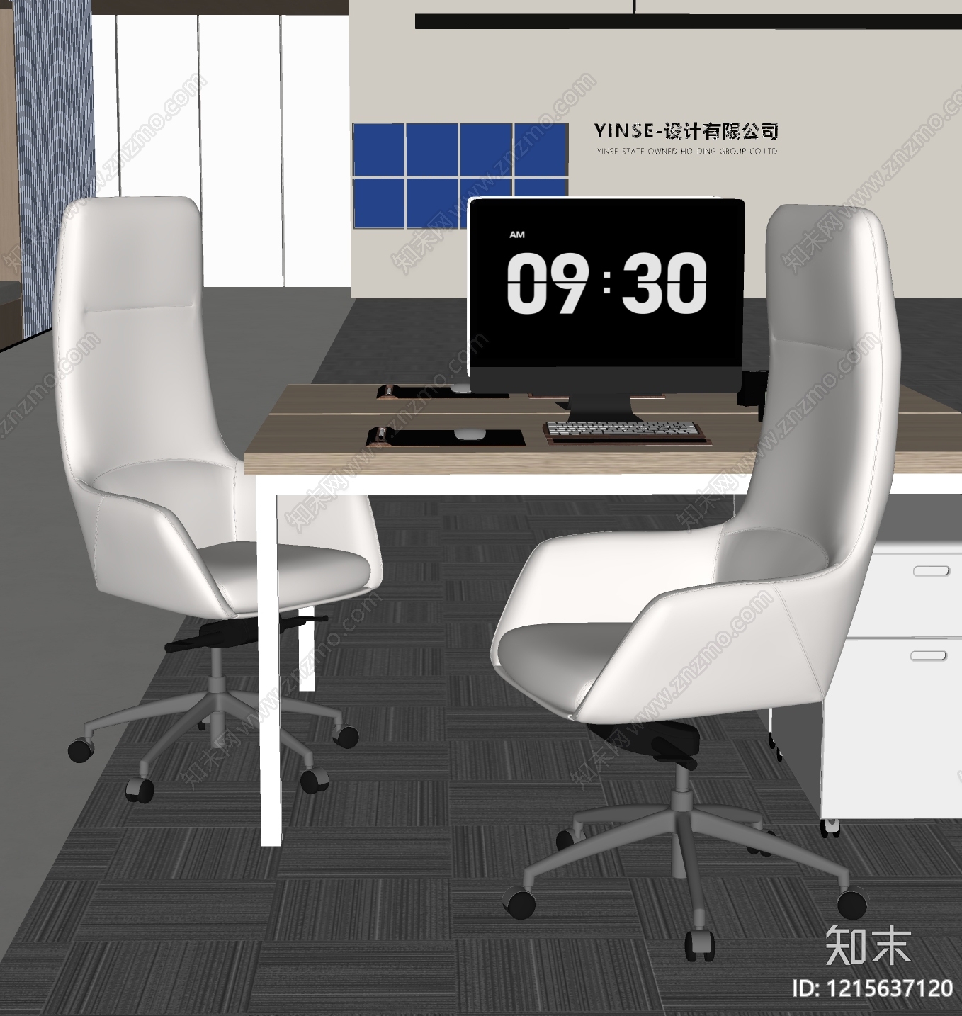 现代简约办公桌椅SU模型下载【ID:1215637120】