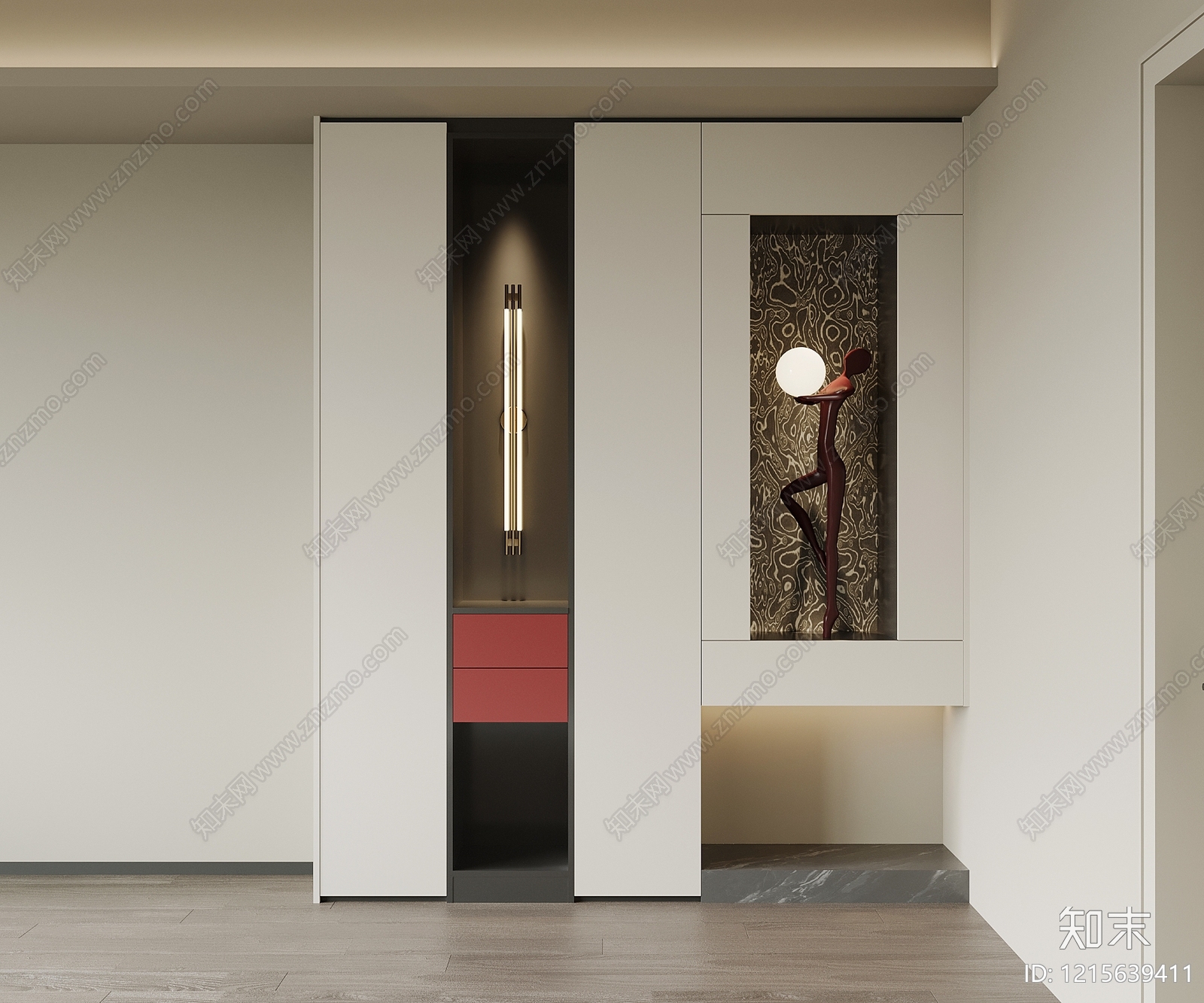 现代简约鞋柜3D模型下载【ID:1215639411】