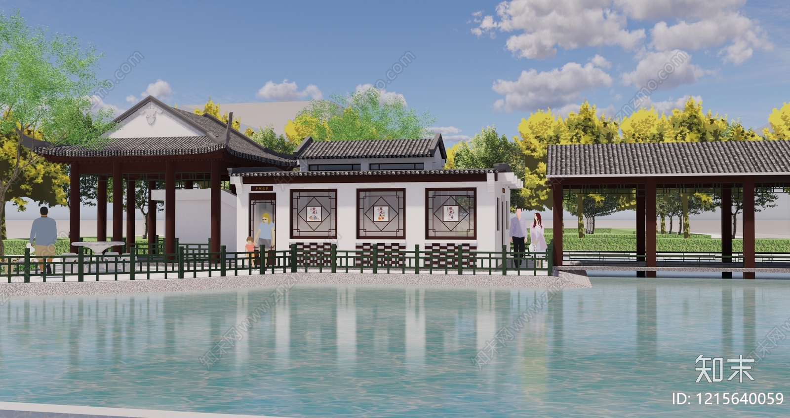 新中式古建筑SU模型下载【ID:1215640059】