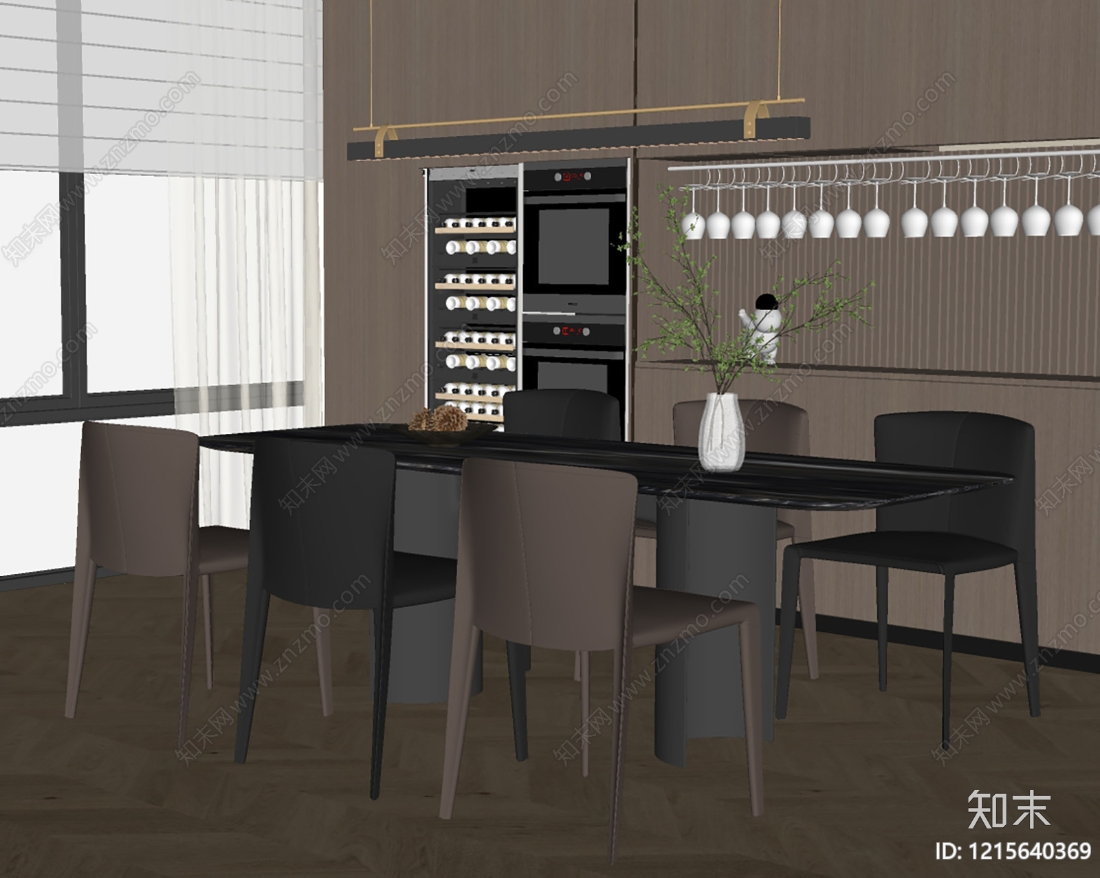 意式极简家居餐厅SU模型下载【ID:1215640369】