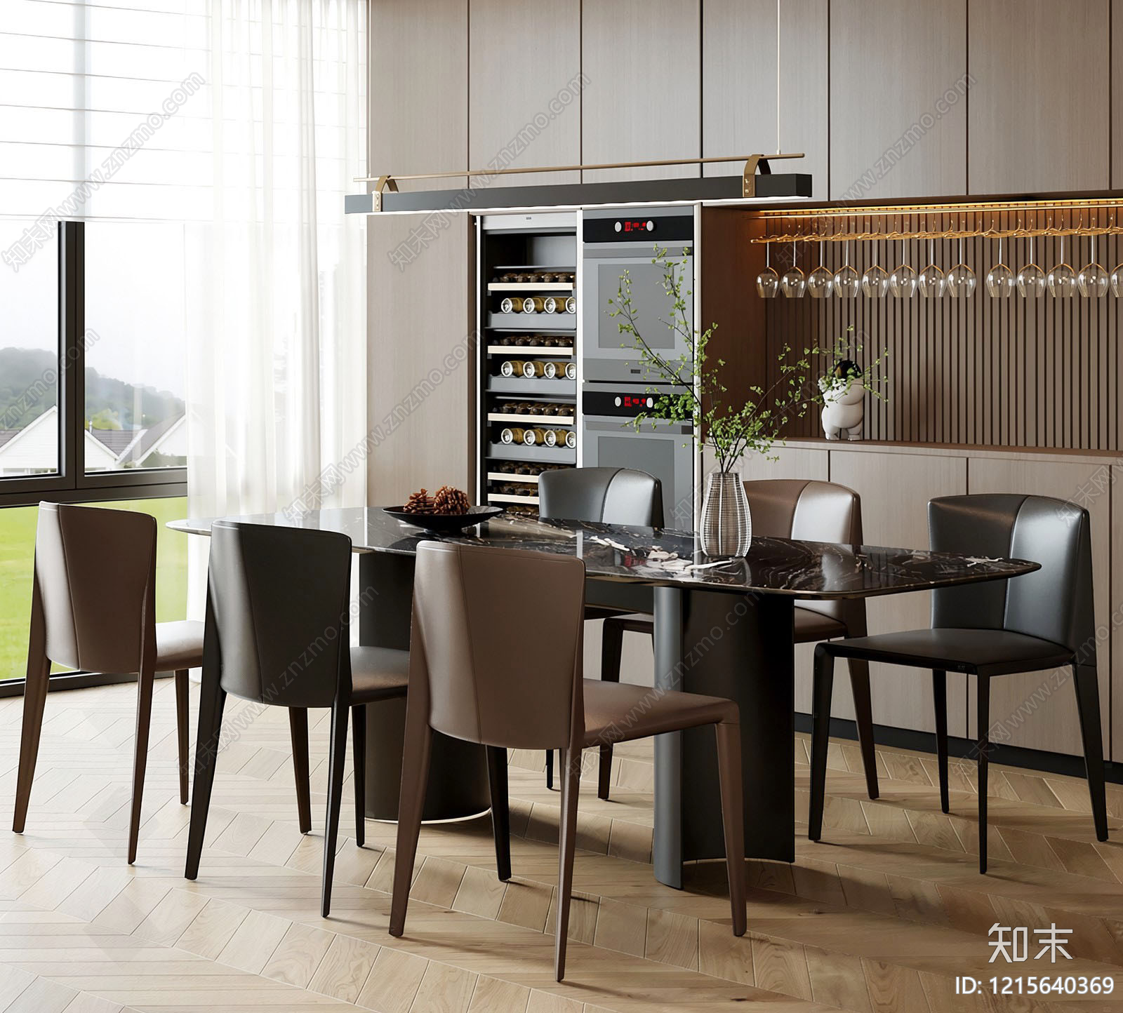 意式极简家居餐厅SU模型下载【ID:1215640369】