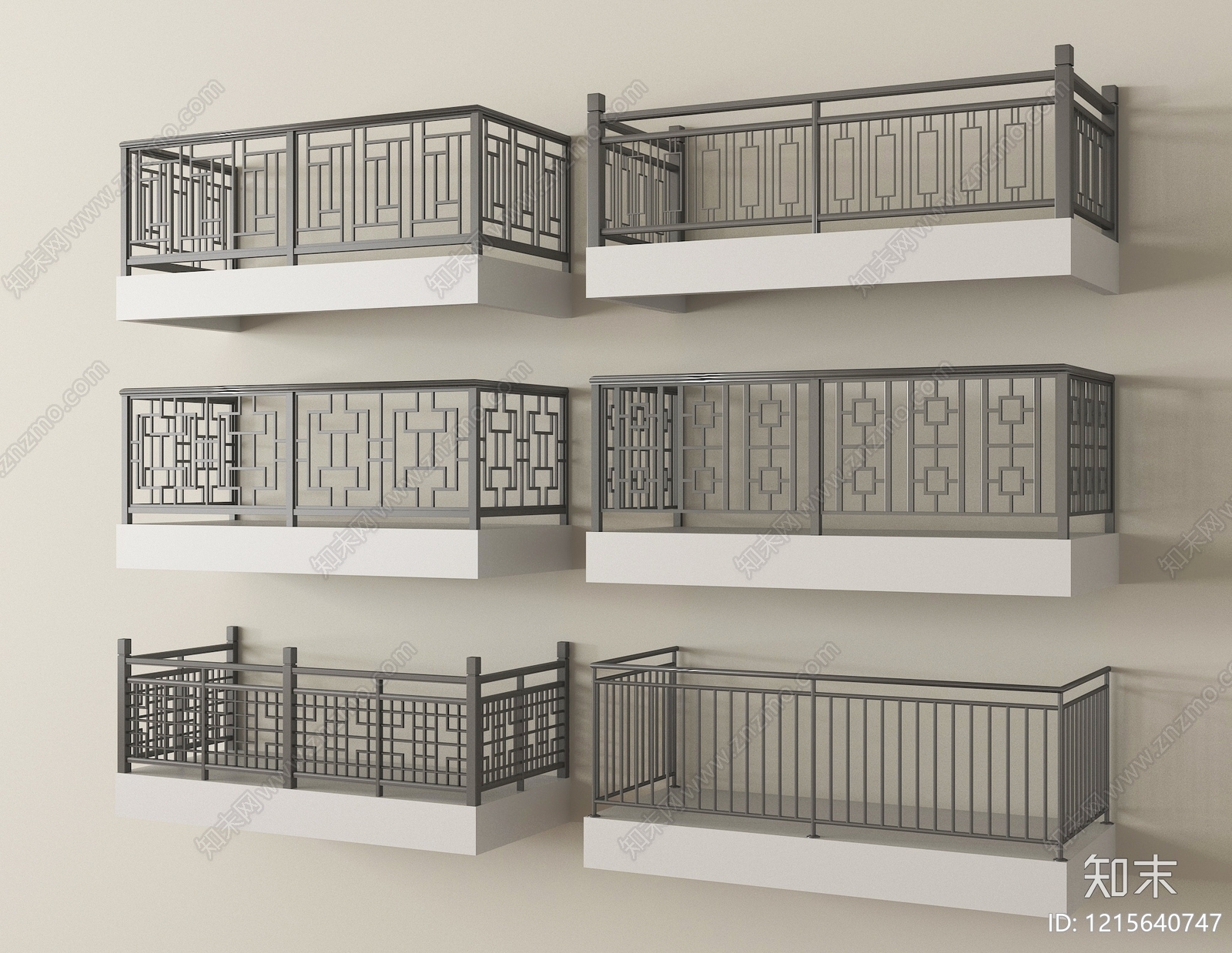 新中式栏杆3D模型下载【ID:1215640747】