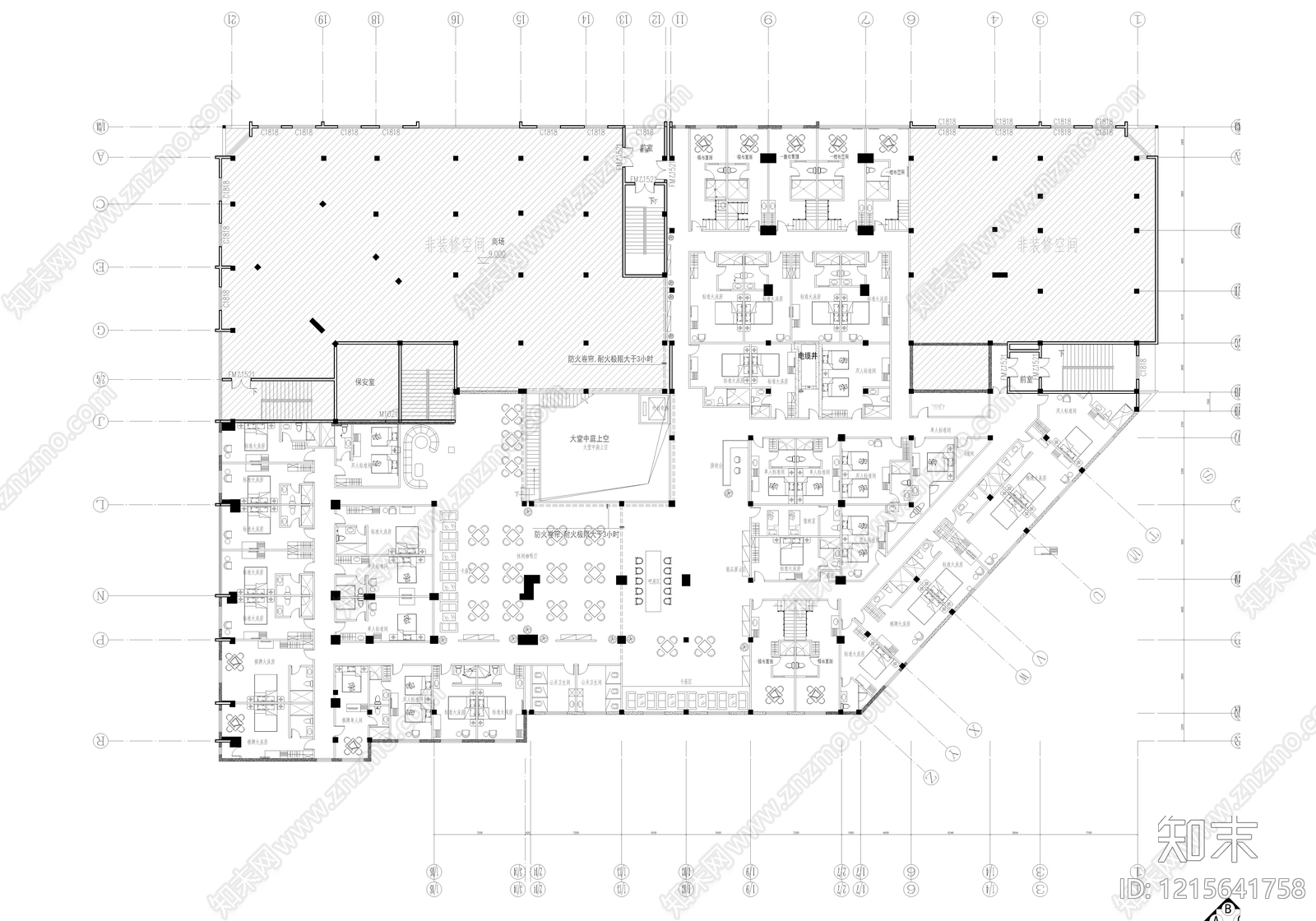 现代轻奢整体办公空间施工图下载【ID:1215641758】