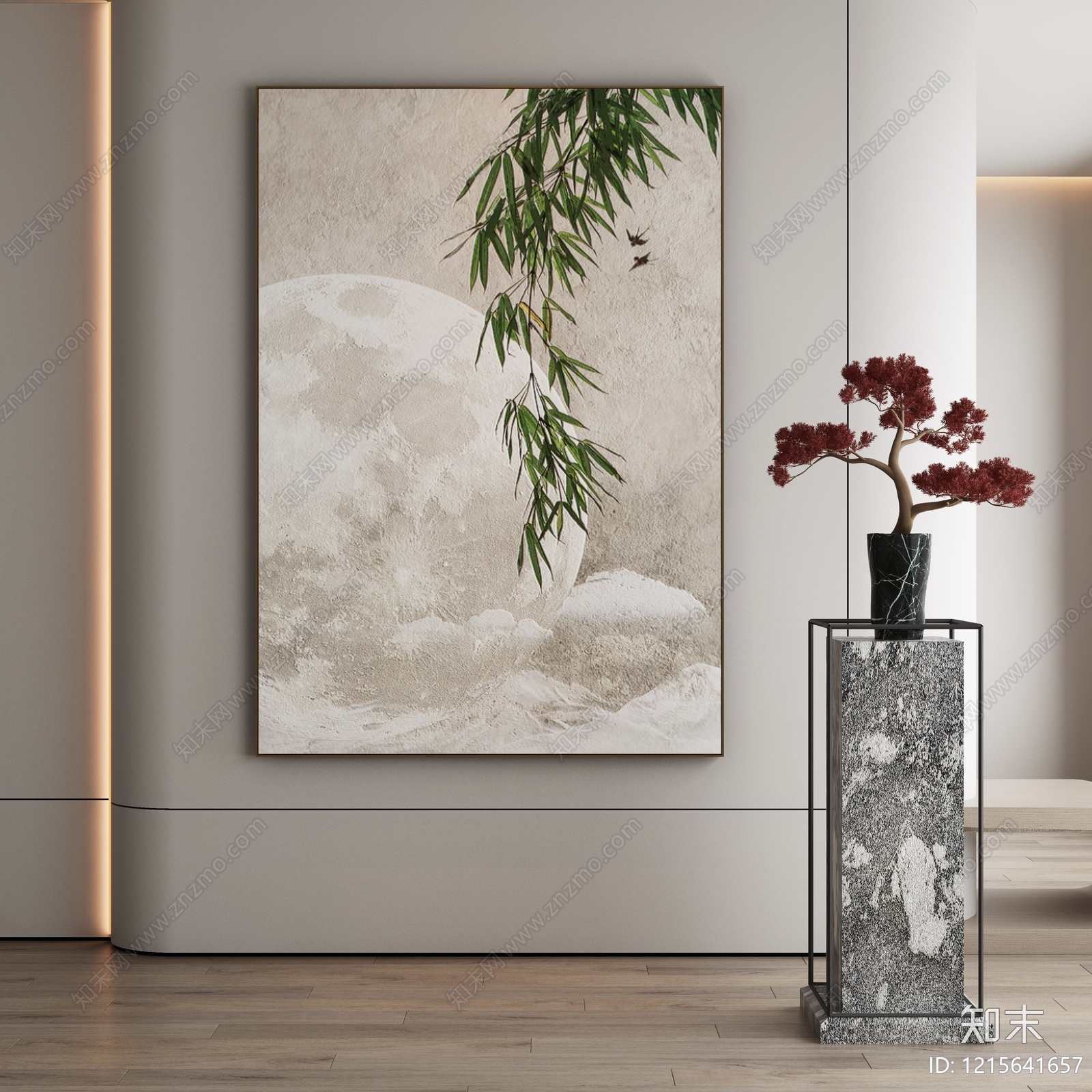 新中式抽象挂画3D模型下载【ID:1215641657】