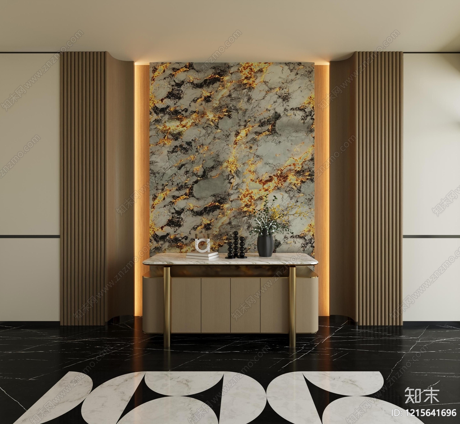 意式轻奢玄关SU模型下载【ID:1215641696】
