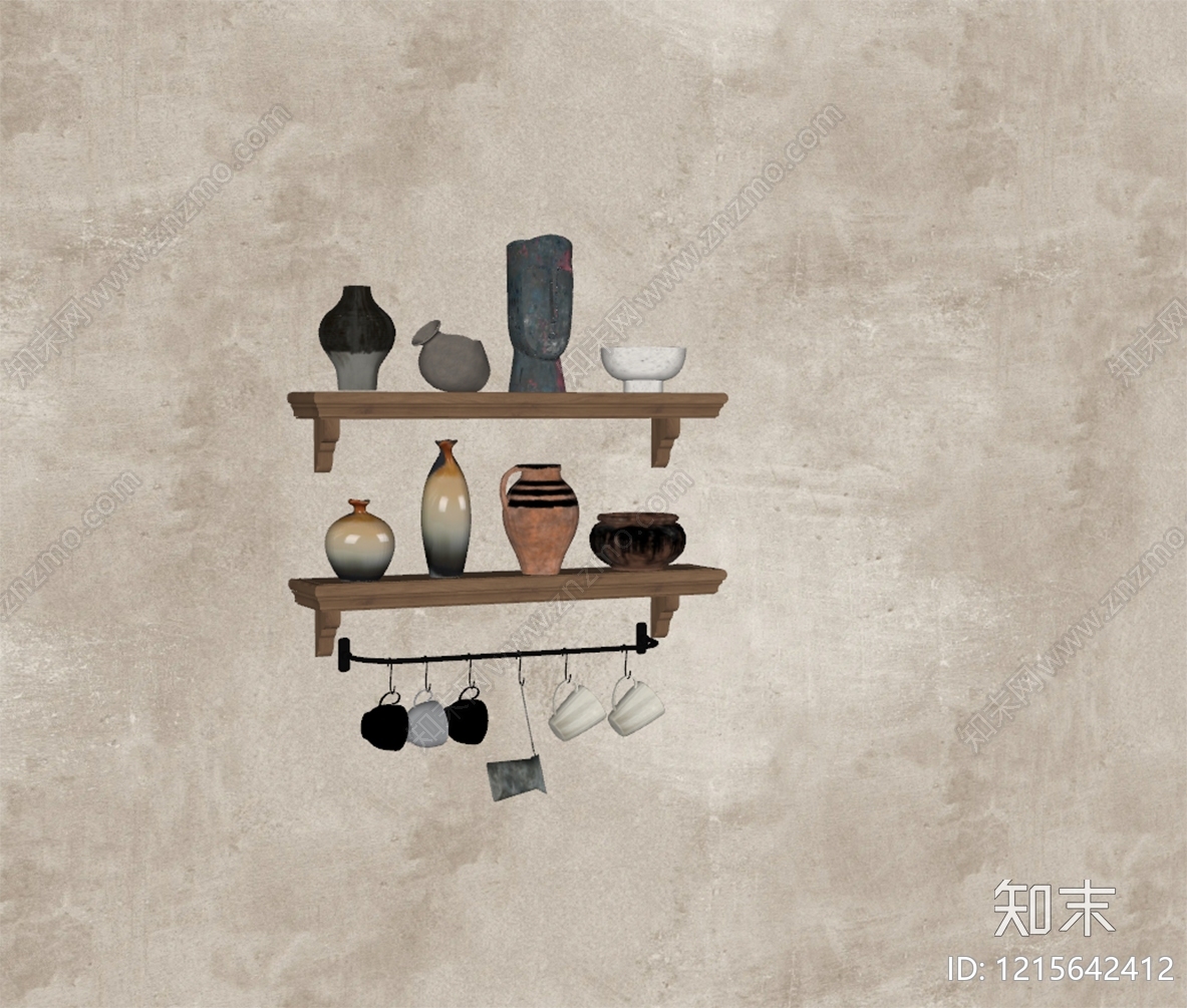 侘寂摆件组合SU模型下载【ID:1215642412】