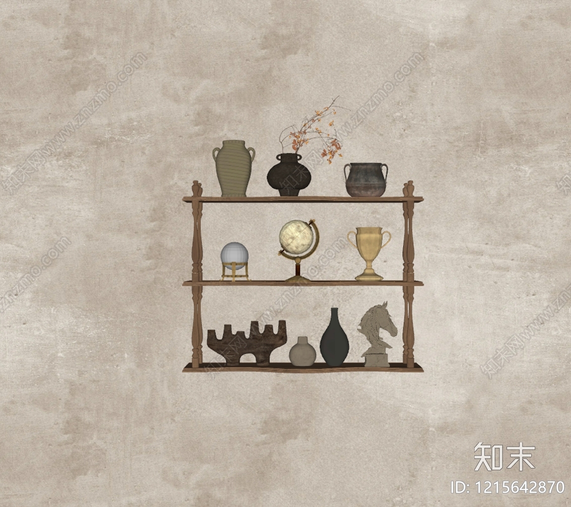 侘寂摆件组合SU模型下载【ID:1215642870】