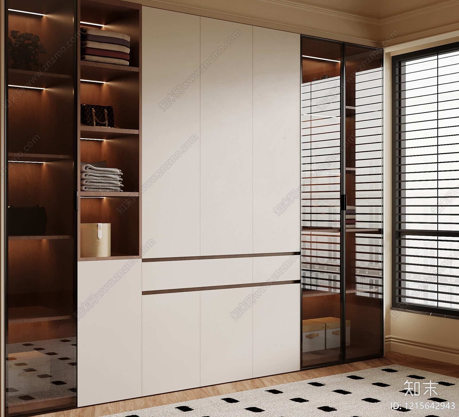 现代简约衣帽间3D模型下载【ID:1215642943】