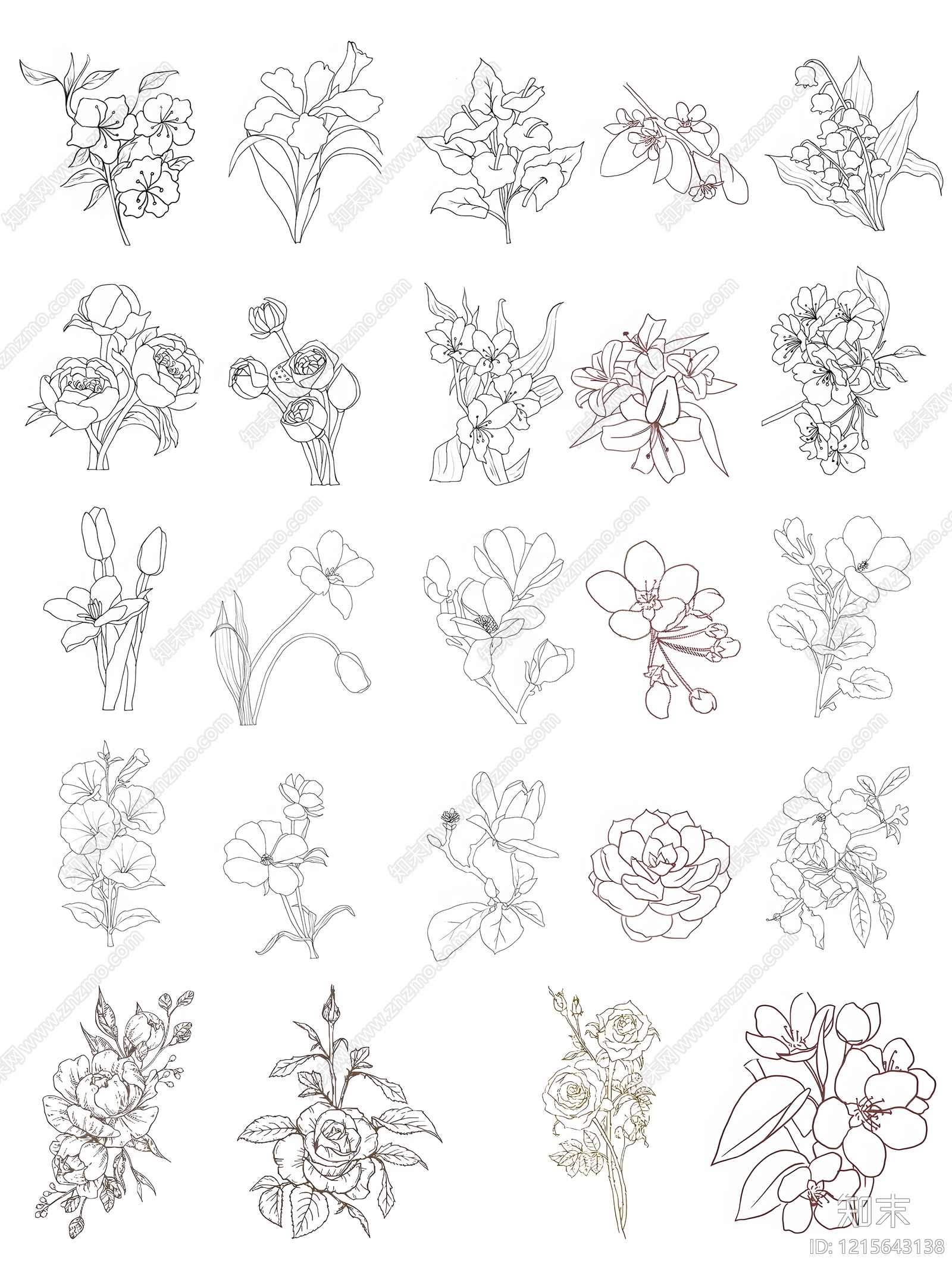 现代花施工图下载【ID:1215643138】