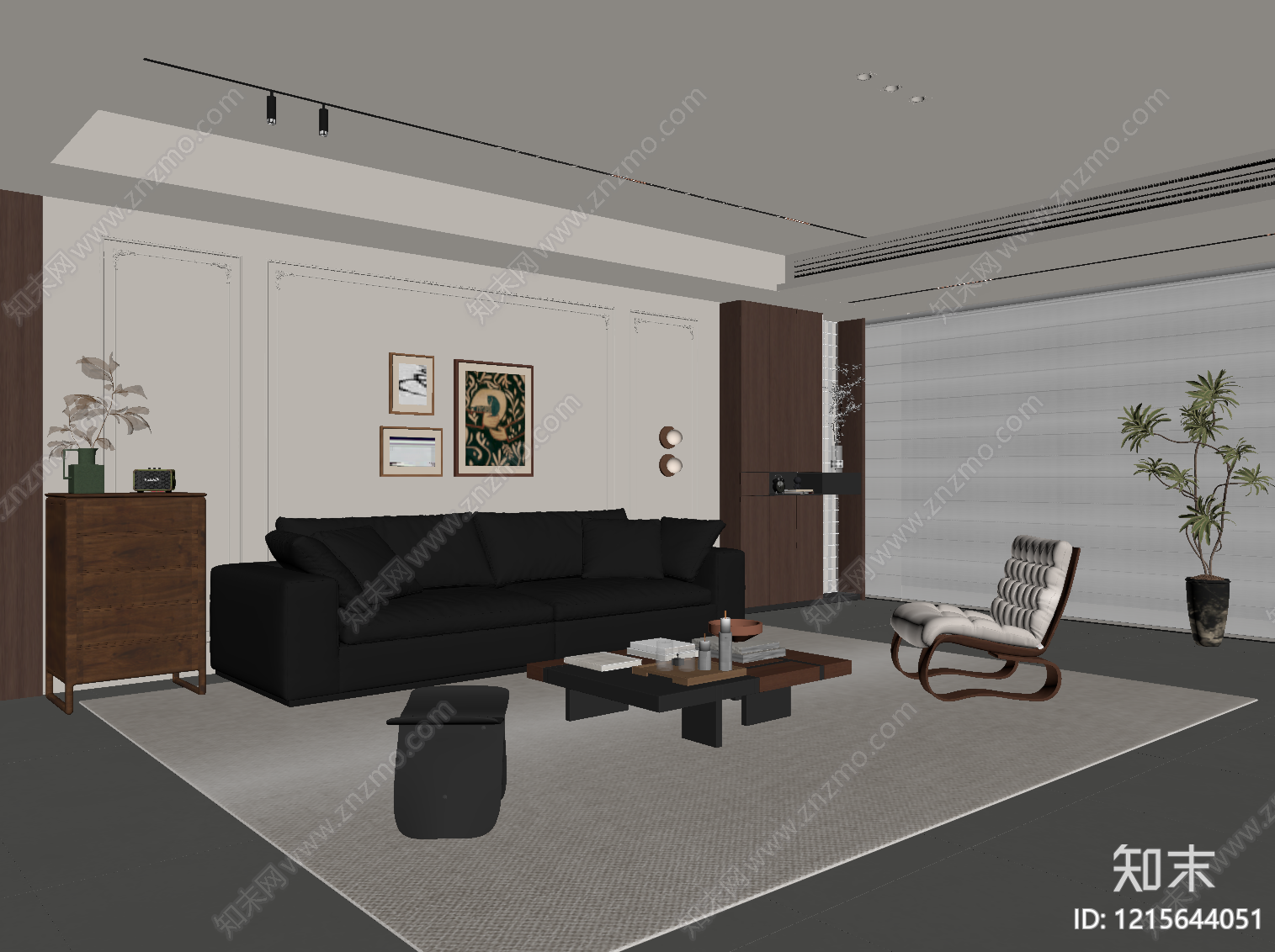 中古风家居客厅SU模型下载【ID:1215644051】