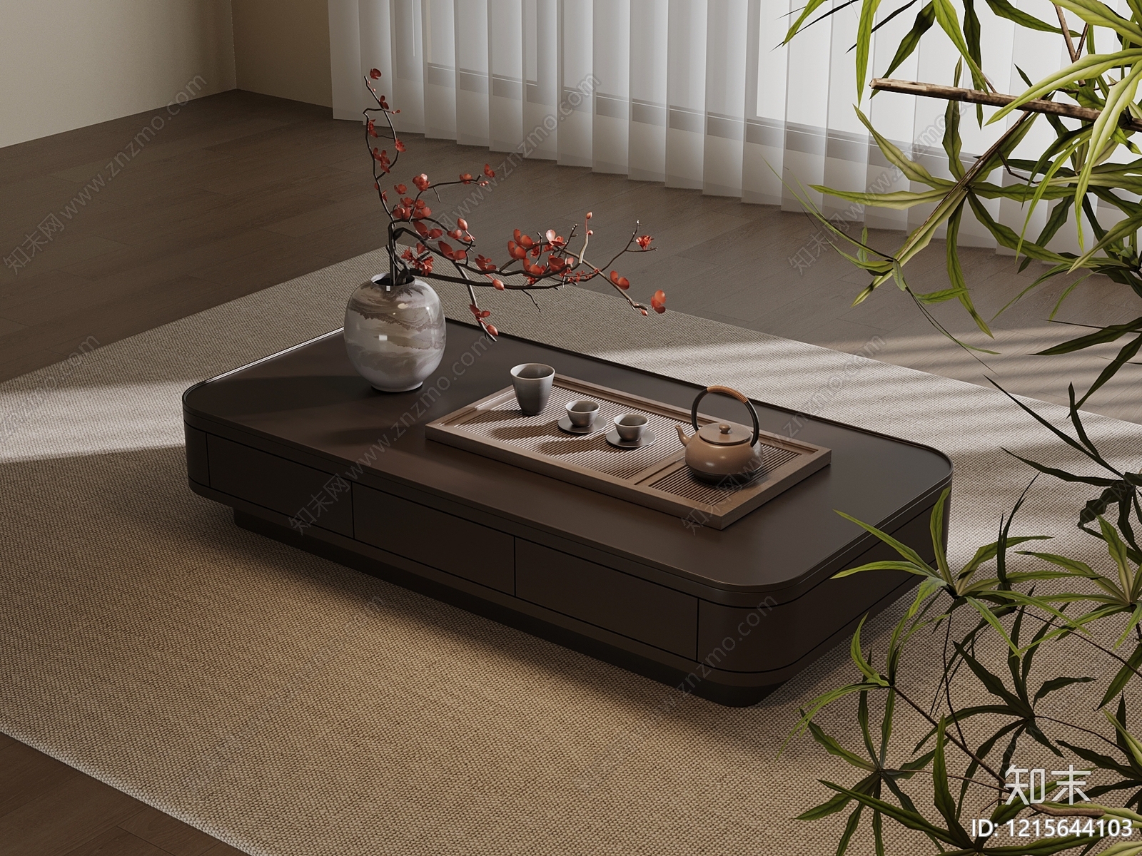 新中式茶几SU模型下载【ID:1215644103】