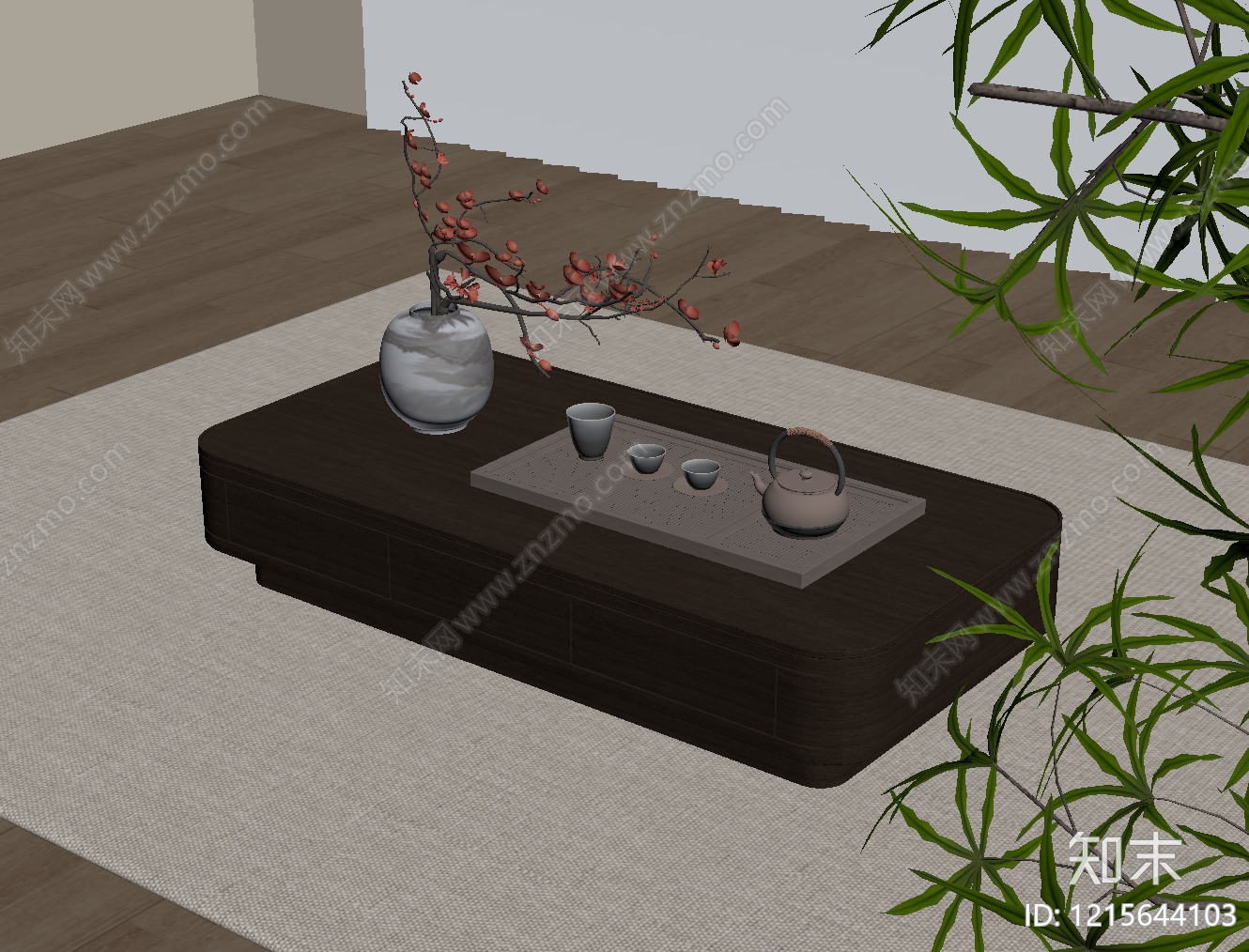 新中式茶几SU模型下载【ID:1215644103】