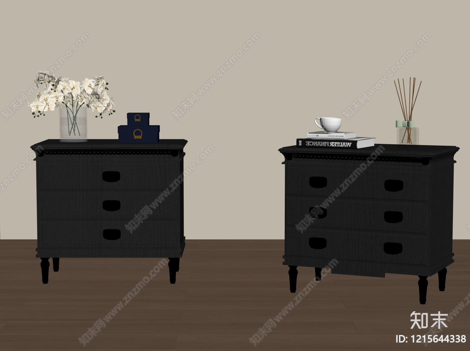 法式床头柜SU模型下载【ID:1215644338】