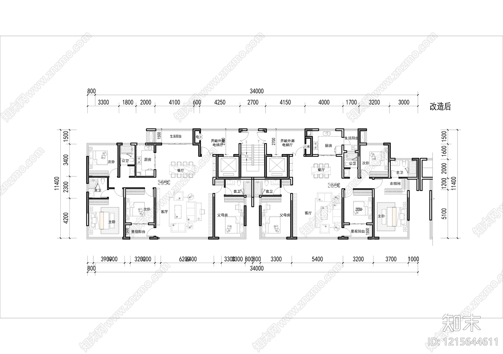 高层住宅cad施工图下载【ID:1215644611】