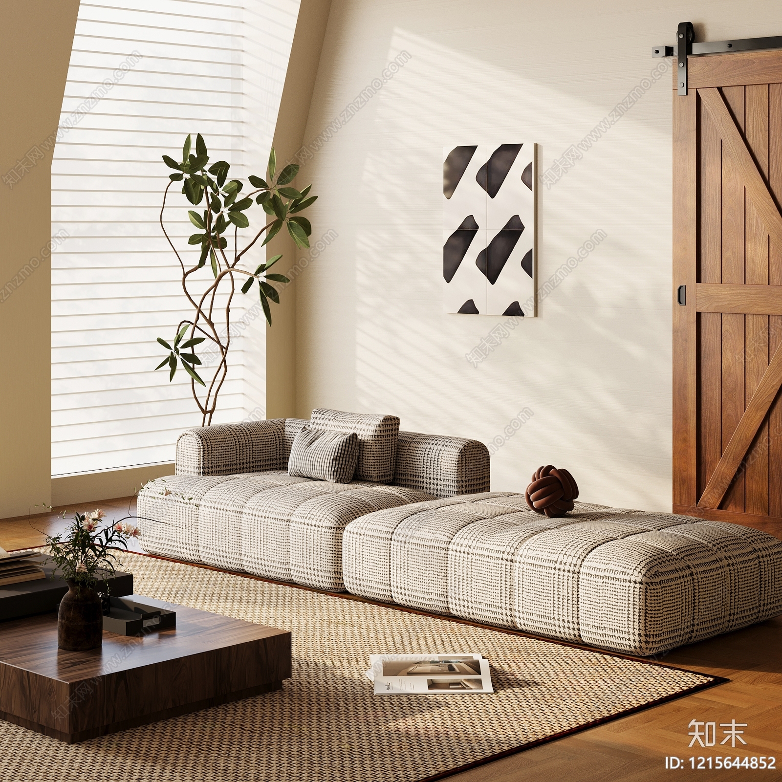 奶油风多人沙发3D模型下载【ID:1215644852】