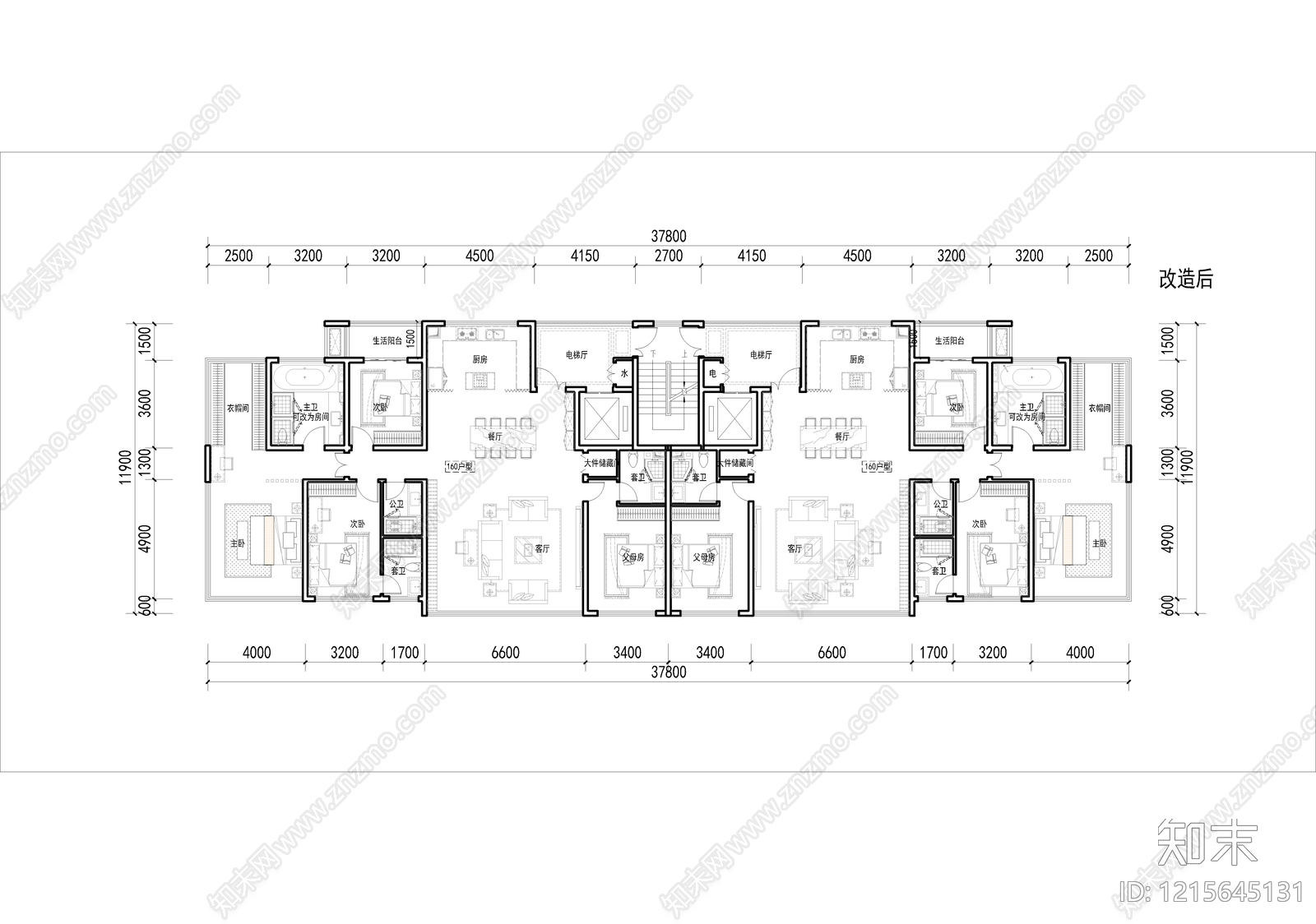 高层住宅cad施工图下载【ID:1215645131】