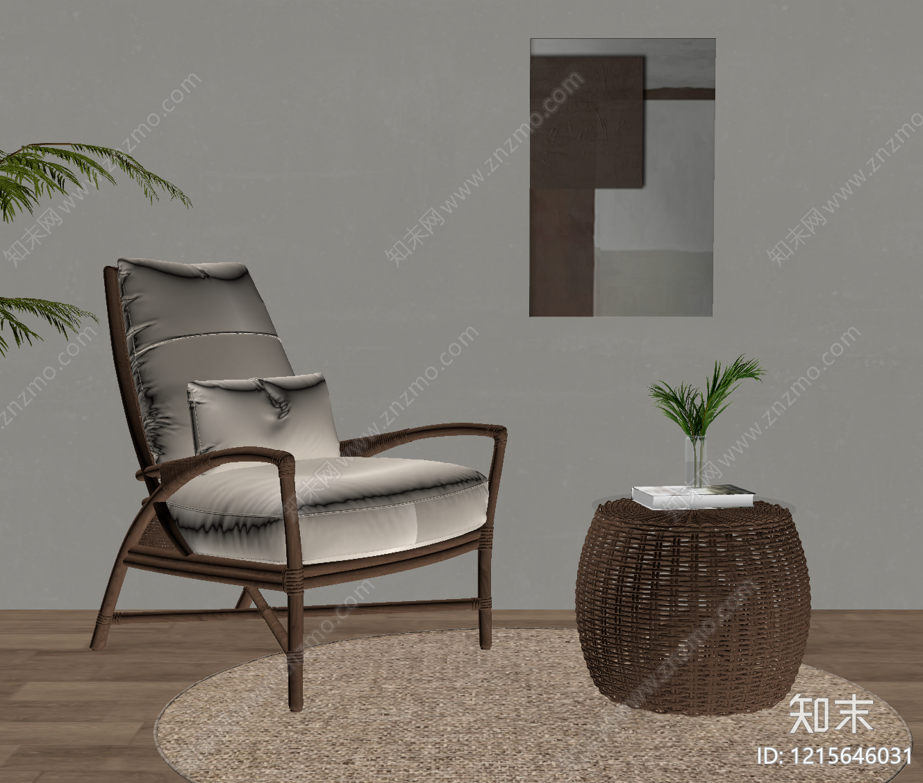 奶油风单人沙发SU模型下载【ID:1215646031】