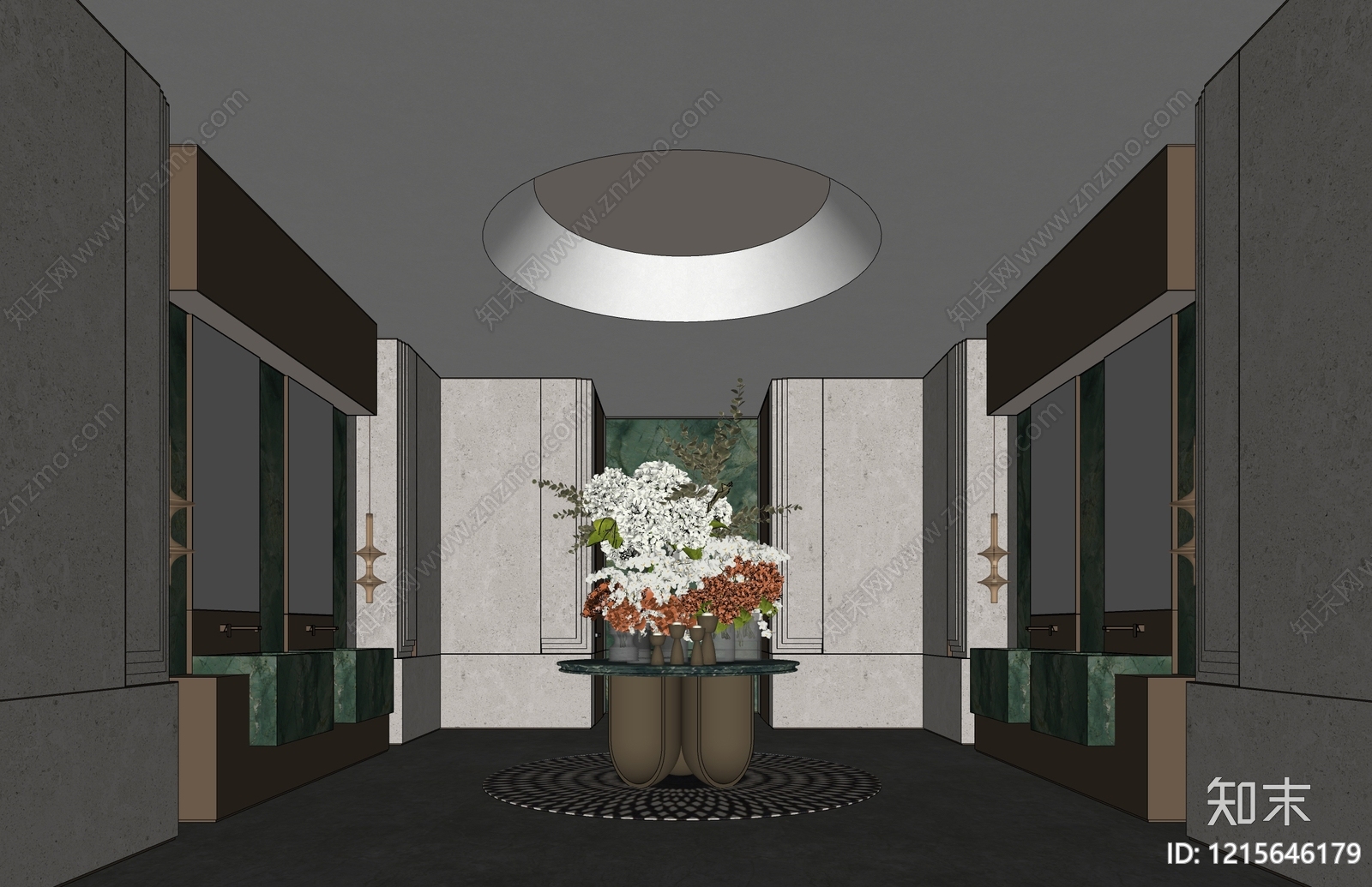 意式轻奢公共卫生间SU模型下载【ID:1215646179】