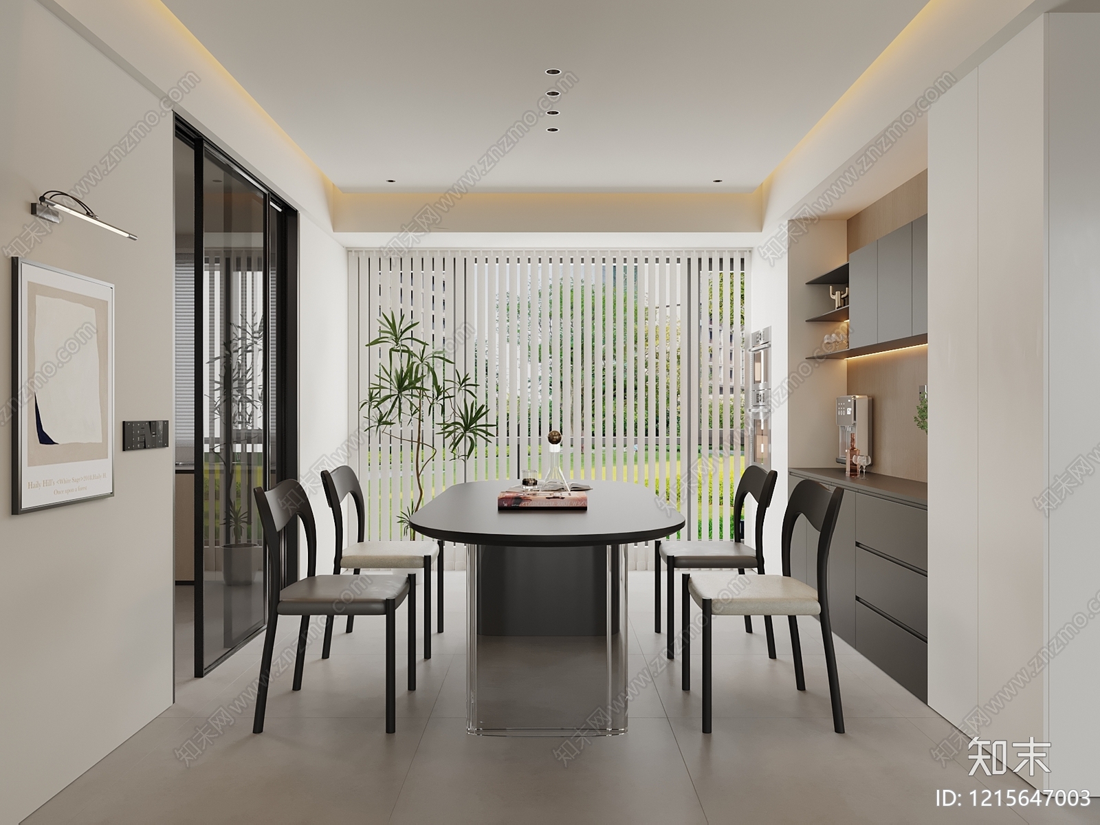 现代简约家居餐厅3D模型下载【ID:1215647003】