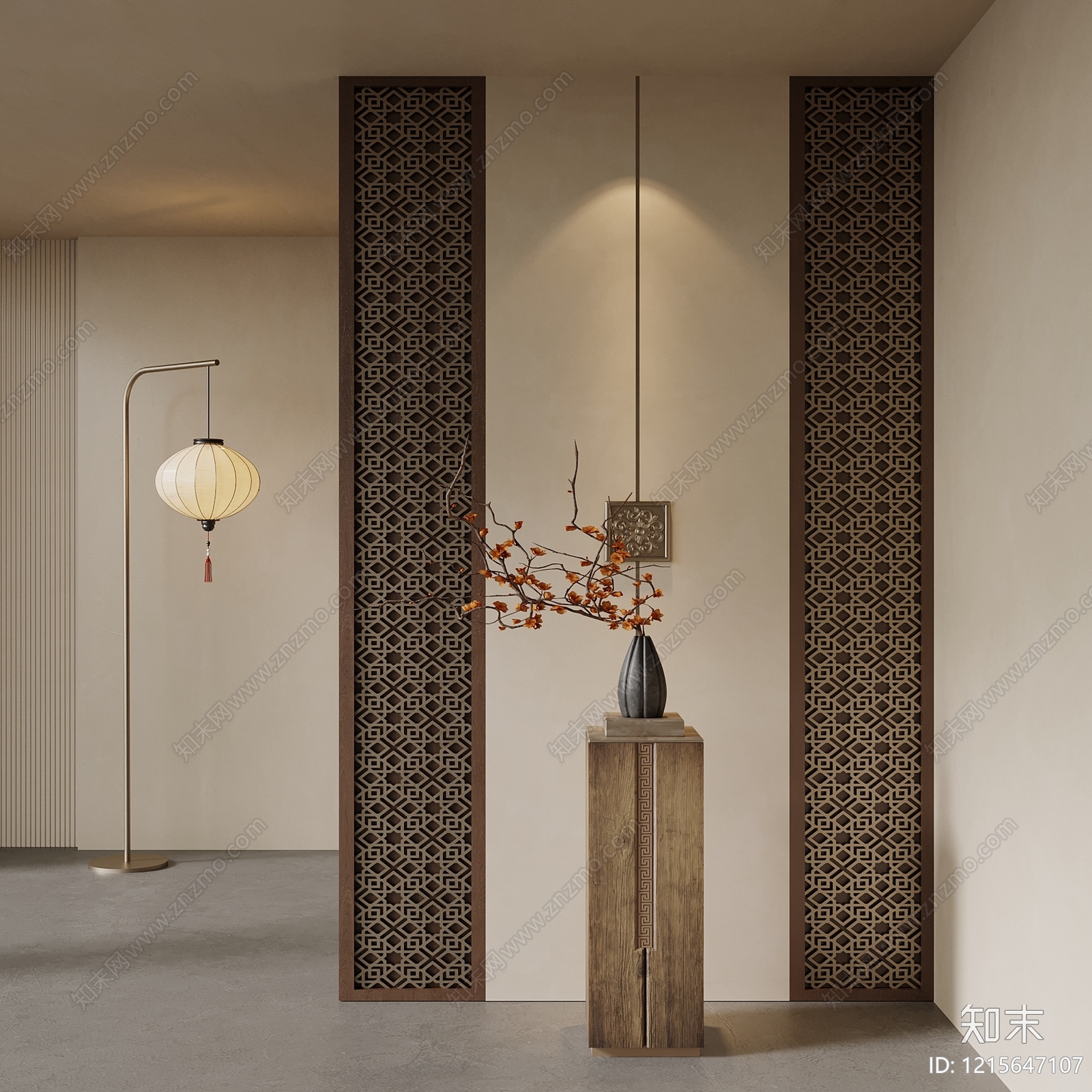 新中式玄关3D模型下载【ID:1215647107】