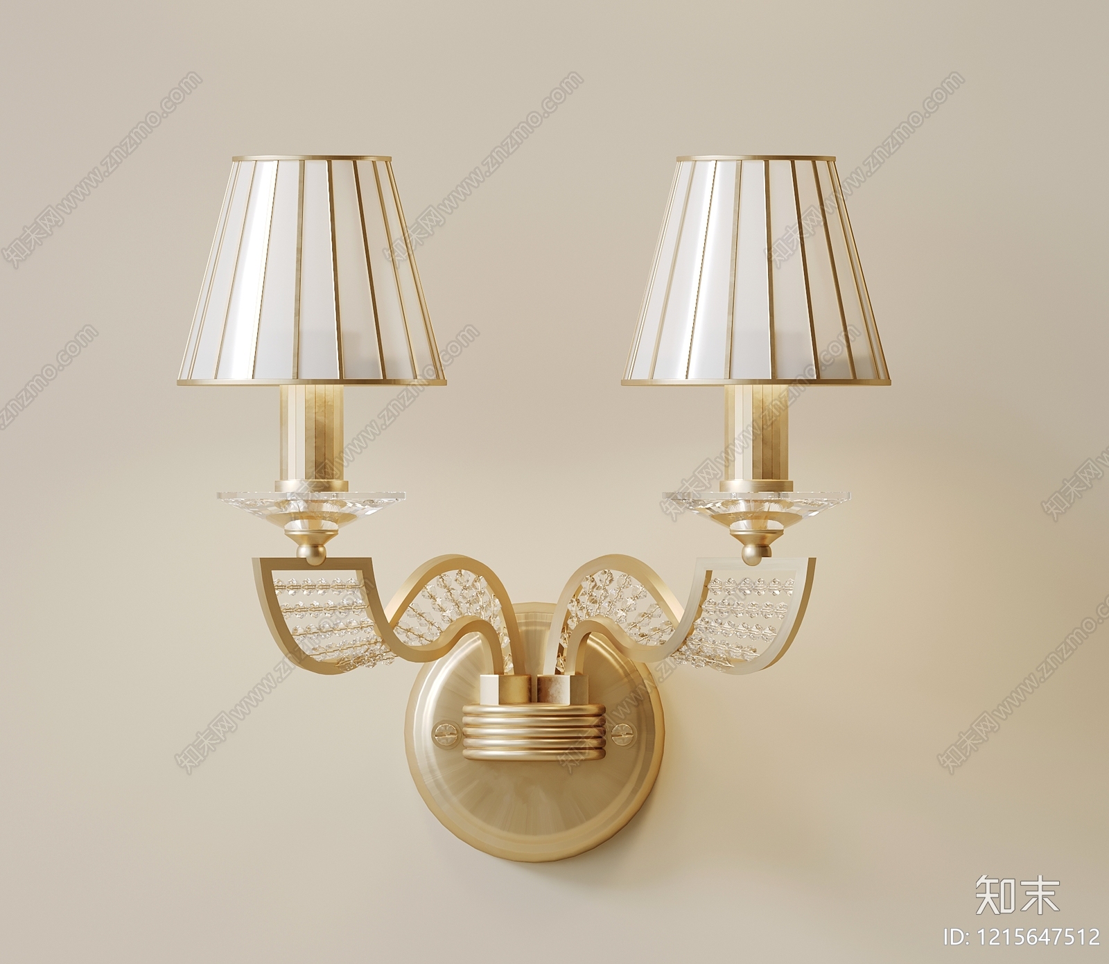 法式水晶壁灯3D模型下载【ID:1215647512】