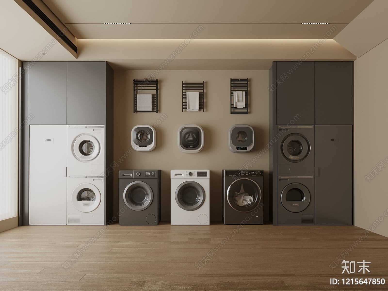 现代简约洗衣机柜3D模型下载【ID:1215647850】