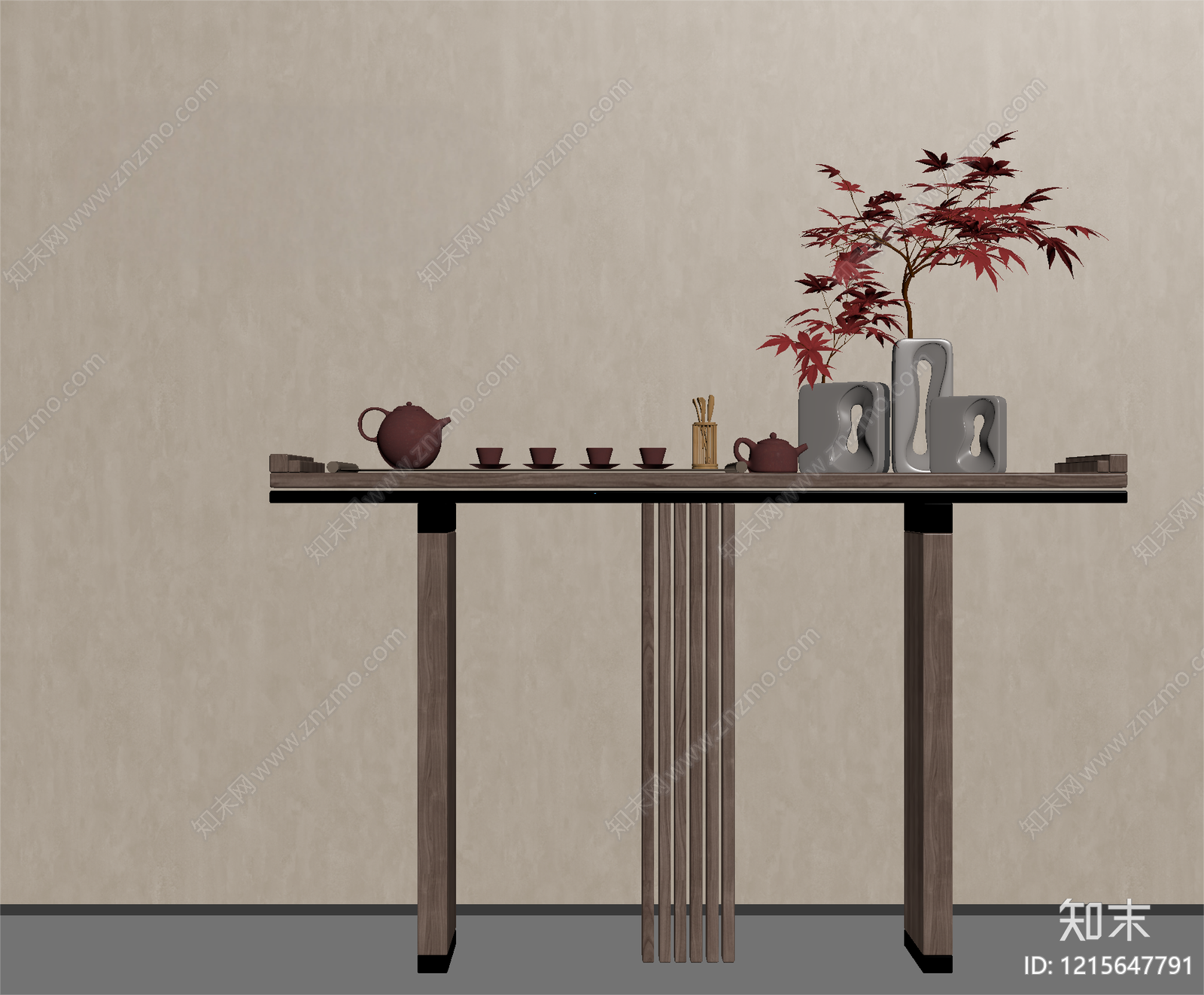 新中式条案SU模型下载【ID:1215647791】