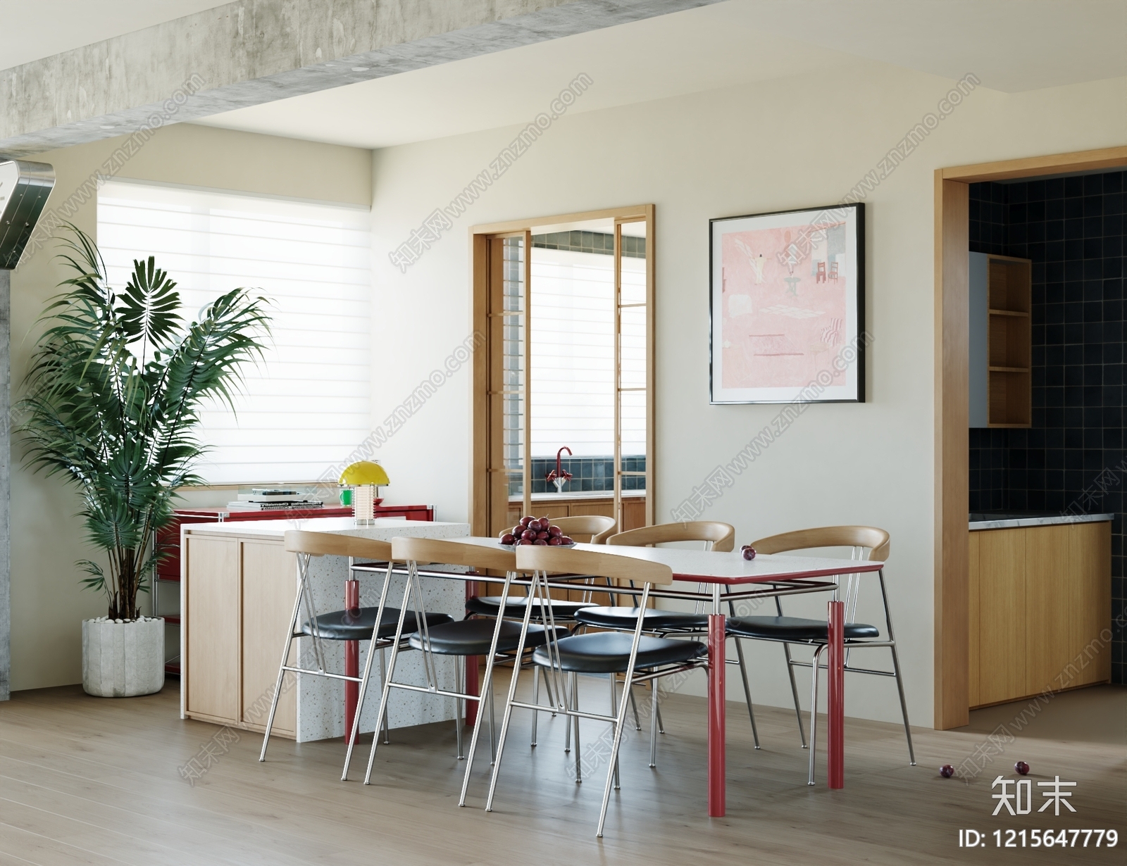 现代简约家居餐厅3D模型下载【ID:1215647779】