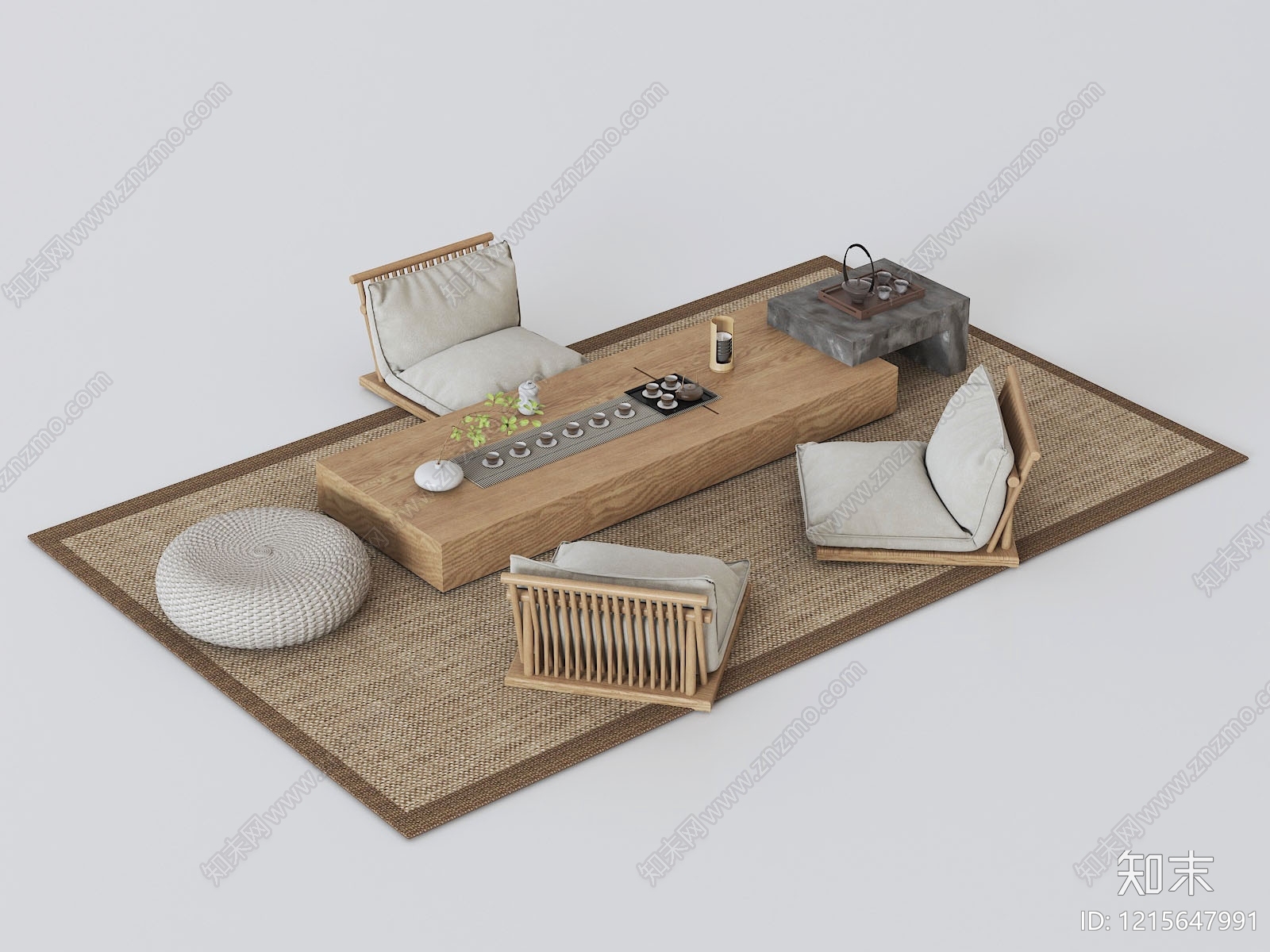 新中式茶桌椅3D模型下载【ID:1215647991】