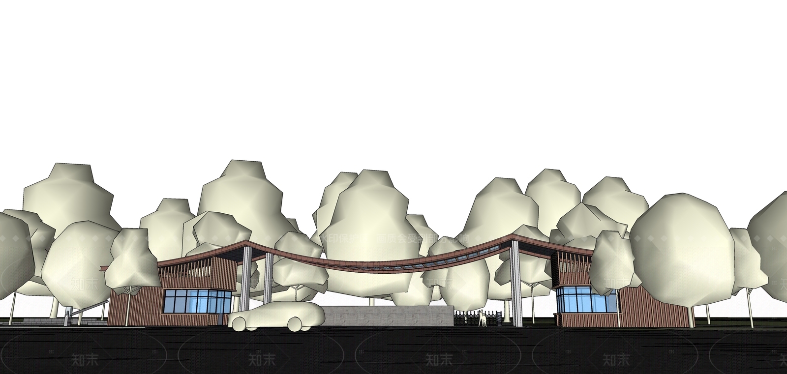 现代主义入口大门SU模型下载【ID:1215649467】