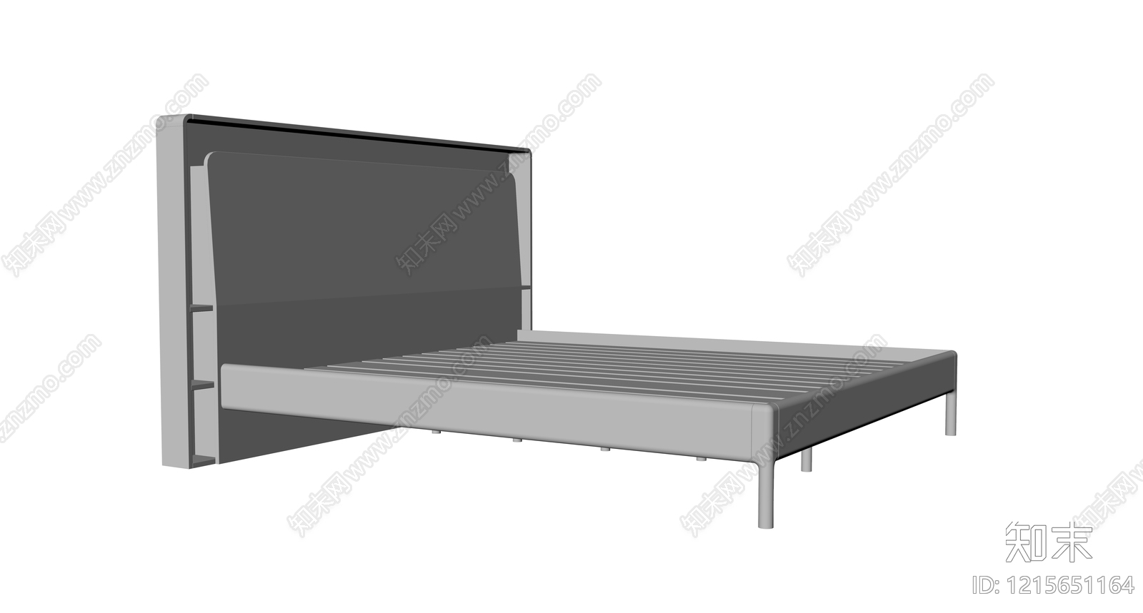 原木风双人床3D模型下载【ID:1215651164】