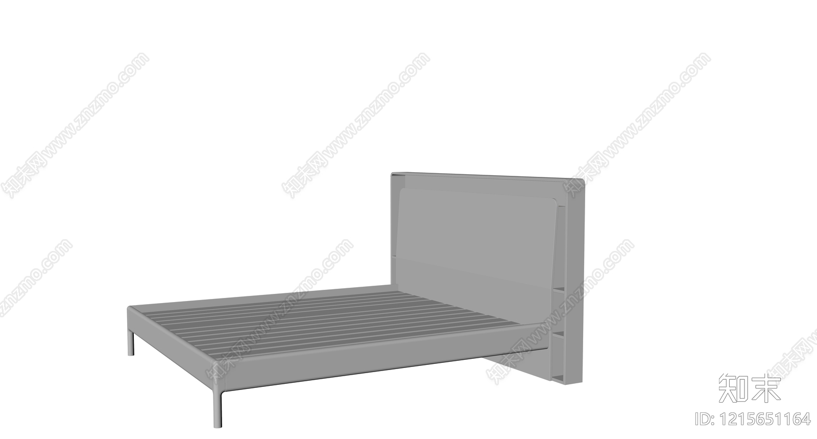 原木风双人床3D模型下载【ID:1215651164】