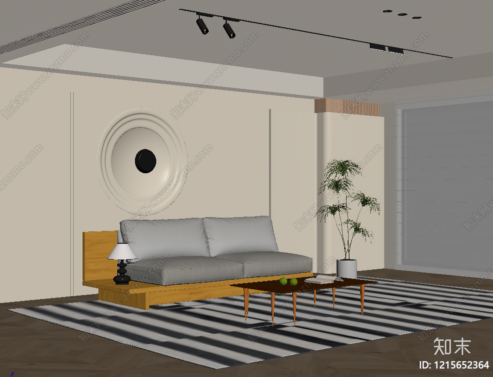 现代简约家居客厅SU模型下载【ID:1215652364】