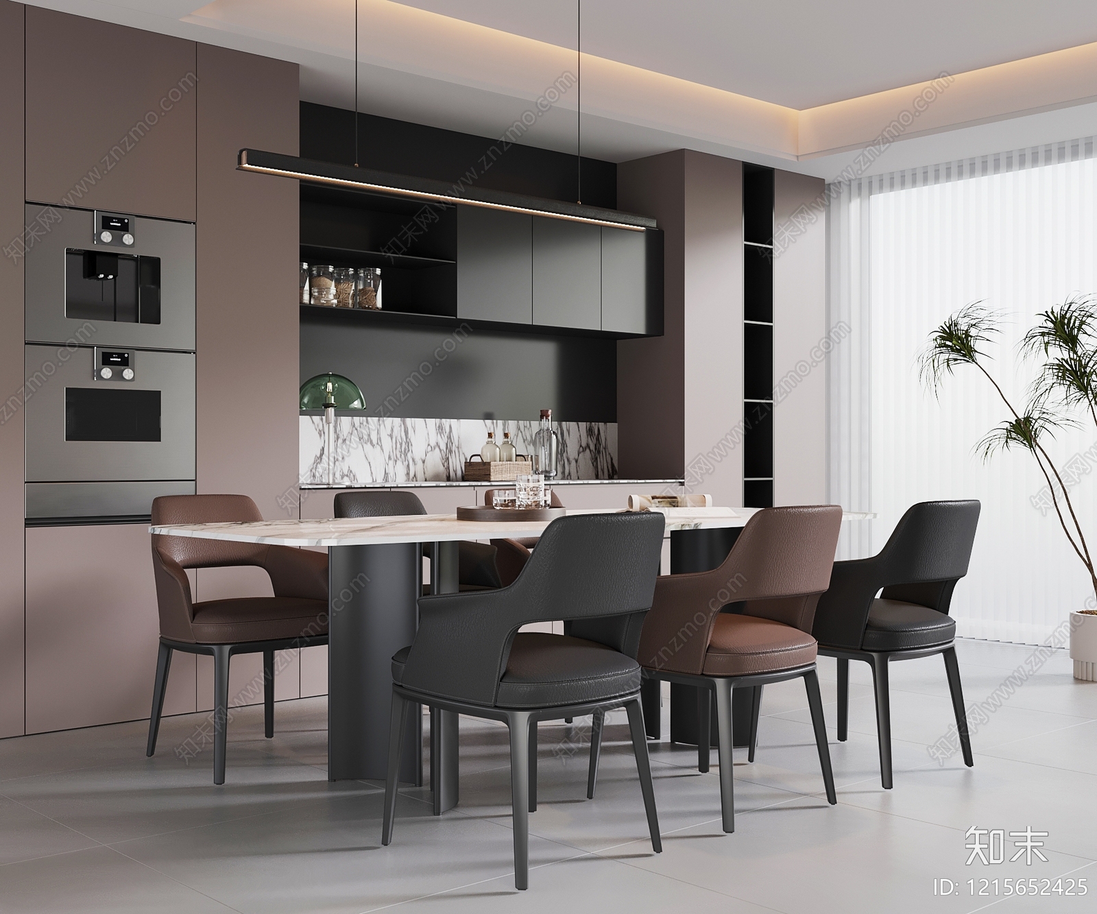 现代简约大平层客餐厅3D模型下载【ID:1215652425】