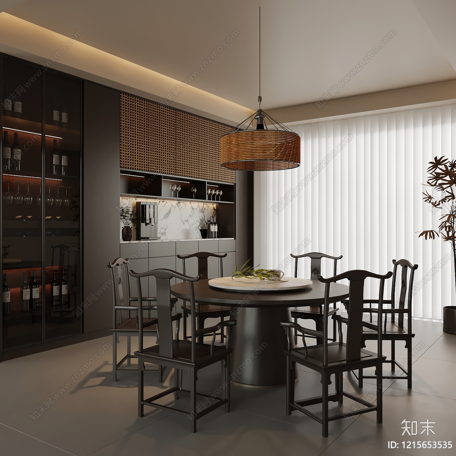 新中式宋式餐厅3D模型下载【ID:1215653535】