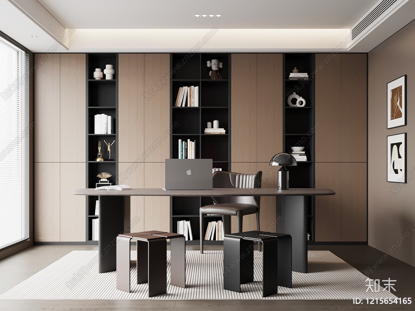 现代极简书房3D模型下载【ID:1215654165】