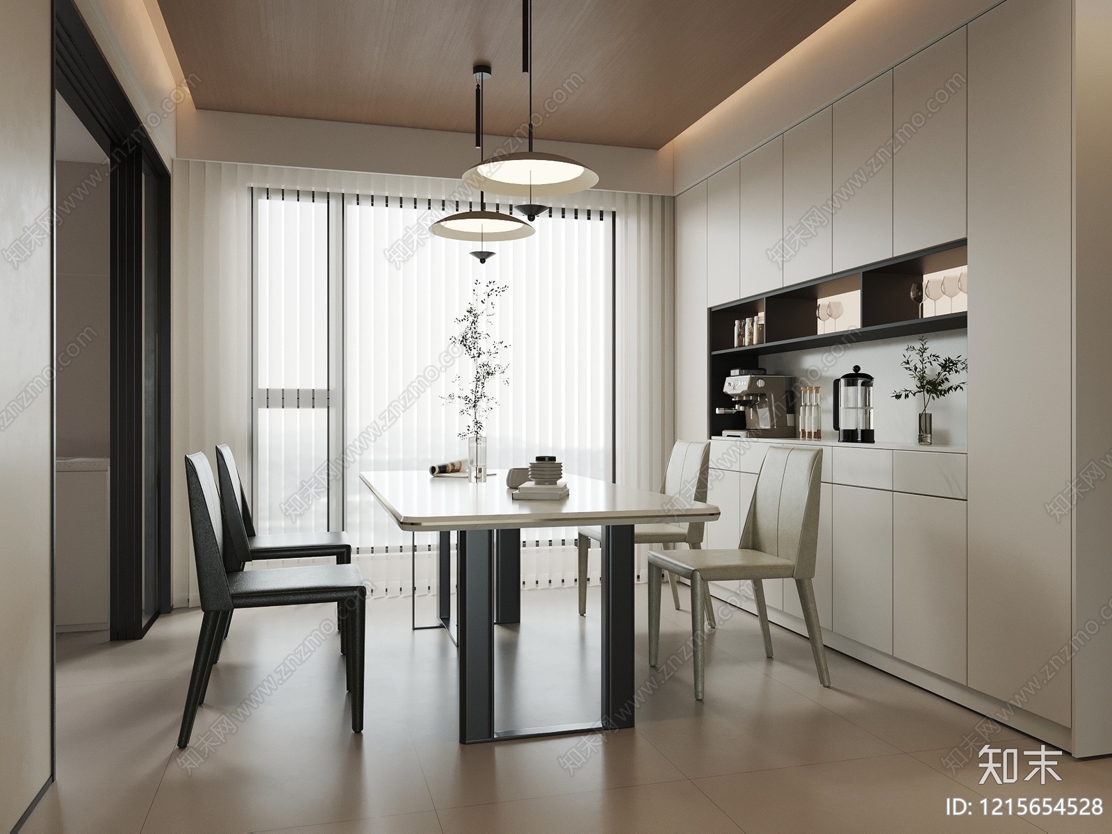 现代简约家居餐厅3D模型下载【ID:1215654528】