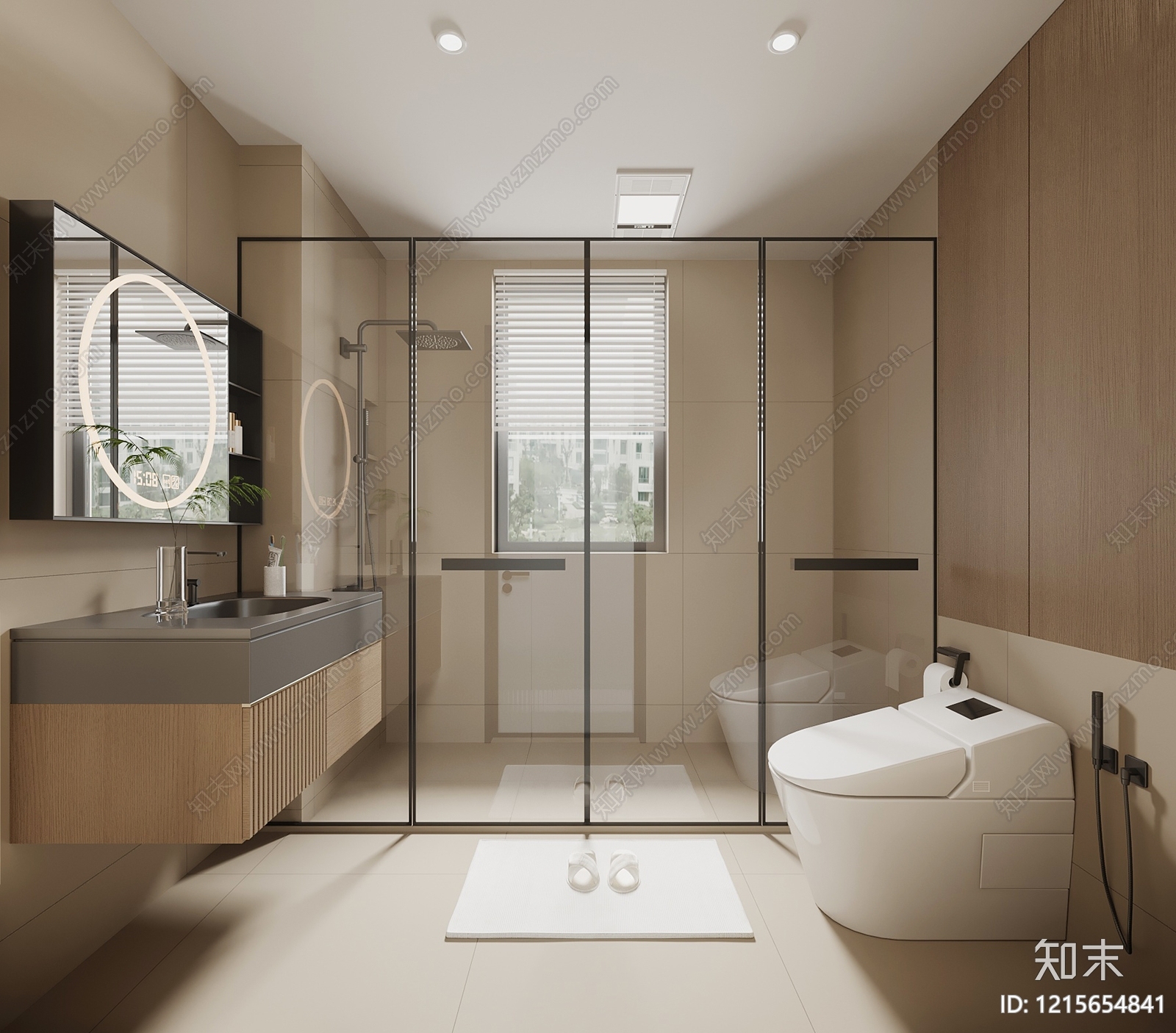 现代简约卫生间3D模型渲染效果图