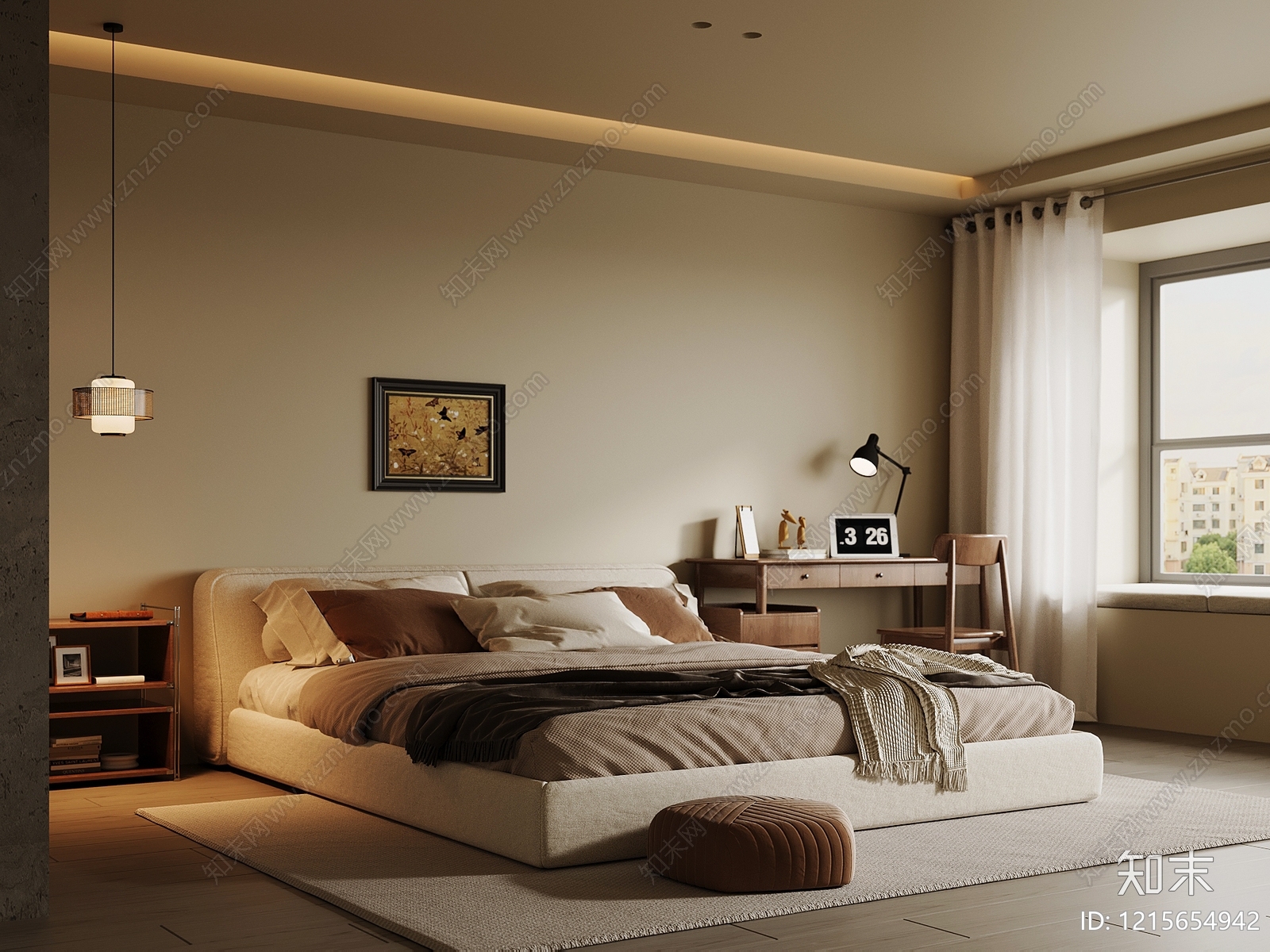 奶油风主卧3D模型下载【ID:1215654942】