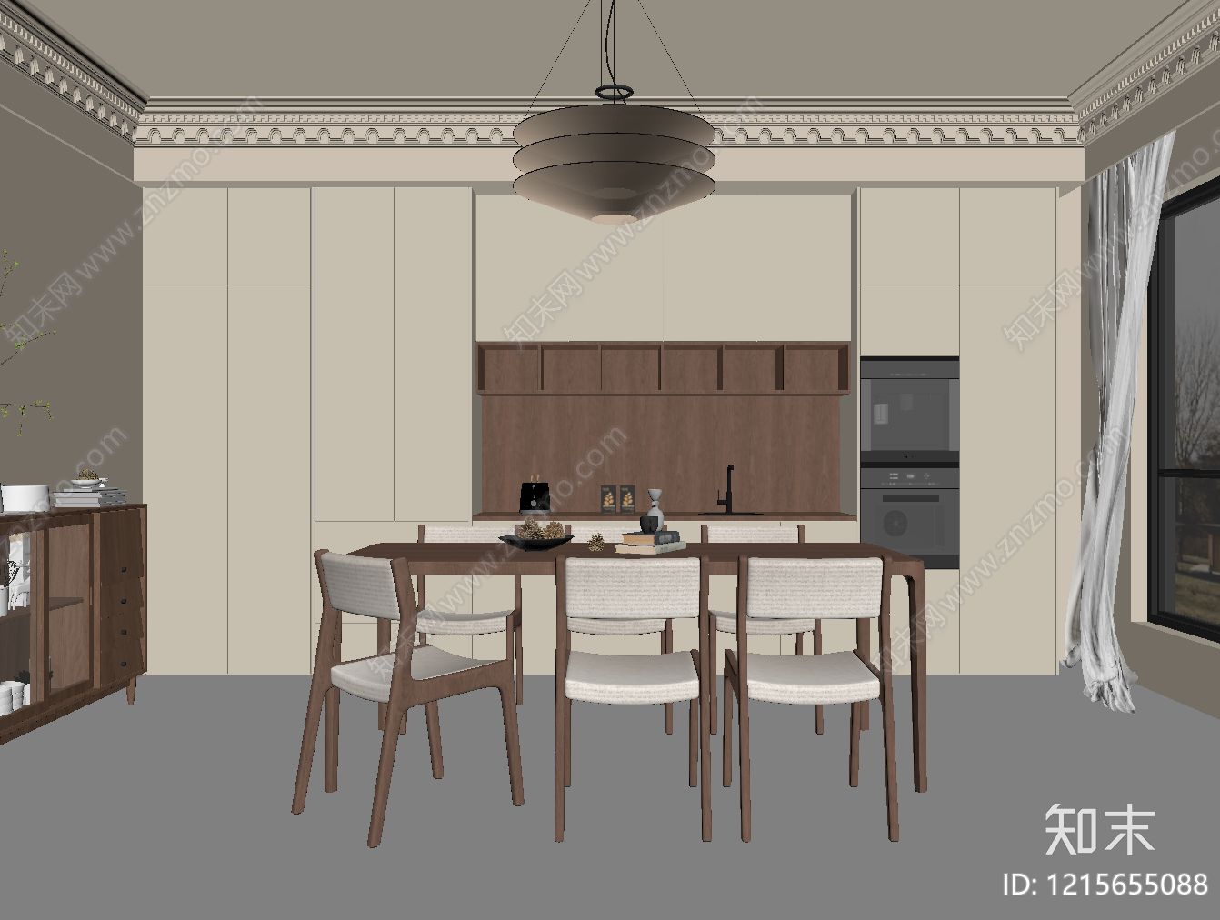 原木家居餐厅SU模型下载【ID:1215655088】