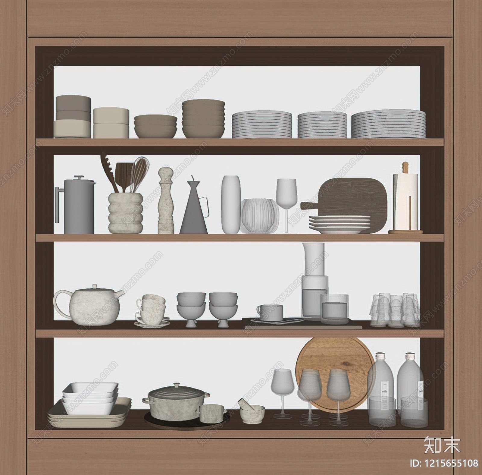 原木风餐具SU模型下载【ID:1215655108】