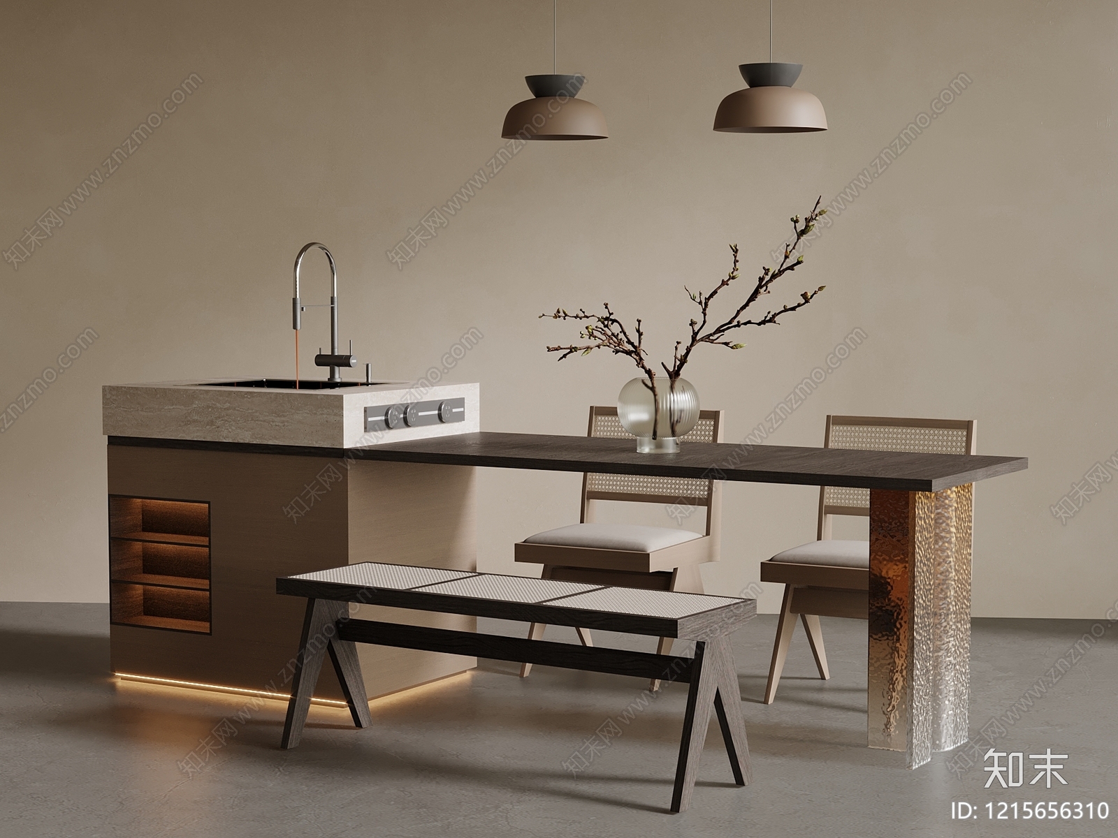 现代岛台SU模型下载【ID:1215656310】