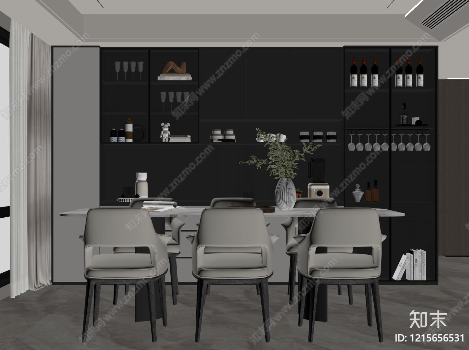 现代简约家居餐厅SU模型下载【ID:1215656531】