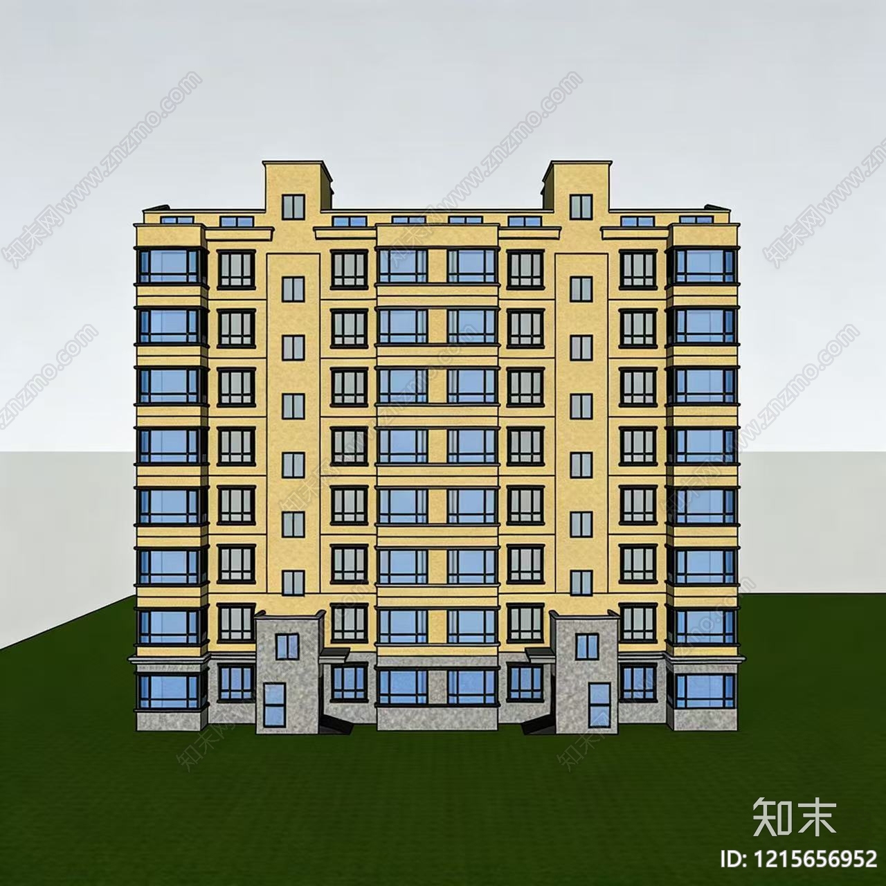 现代主义小高层住宅楼SU模型下载【ID:1215656952】