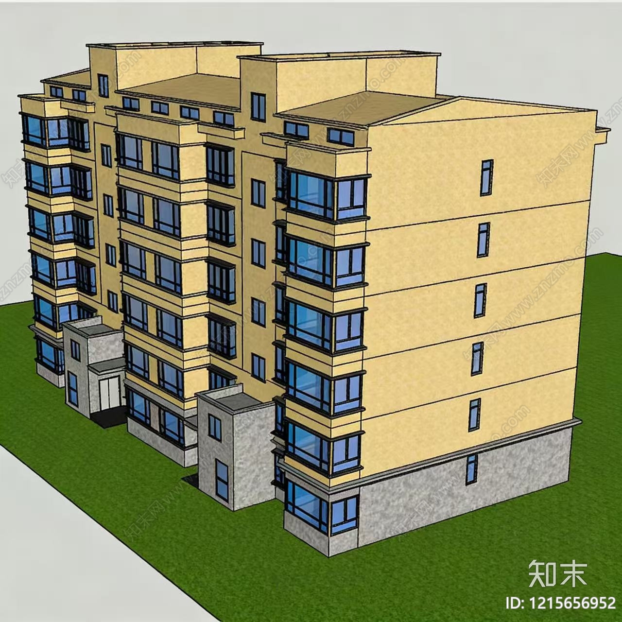 现代主义小高层住宅楼SU模型下载【ID:1215656952】
