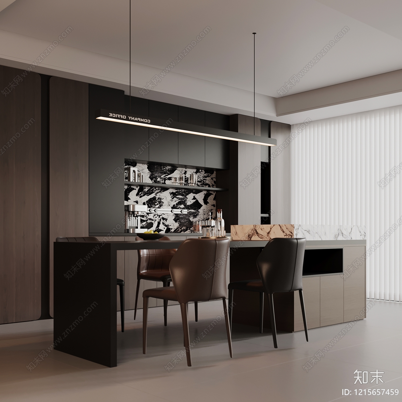 极简岛台餐厅3D模型下载【ID:1215657459】