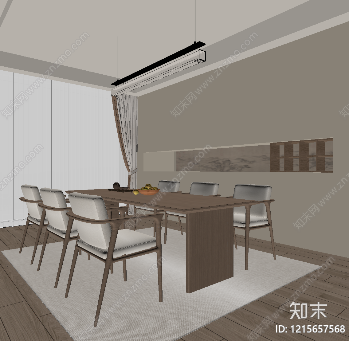新中式家居餐厅SU模型下载【ID:1215657568】