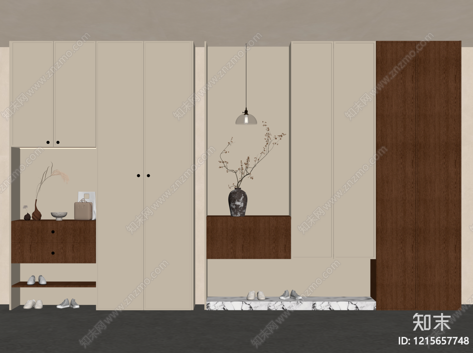 现代鞋柜SU模型下载【ID:1215657748】