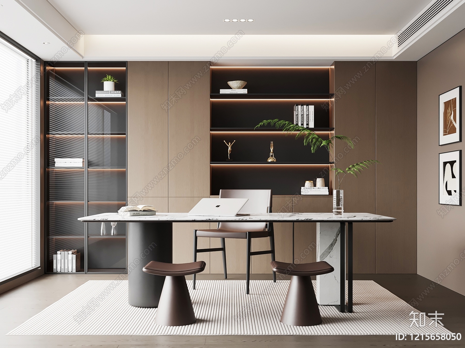 现代简约书房3D模型下载【ID:1215658050】